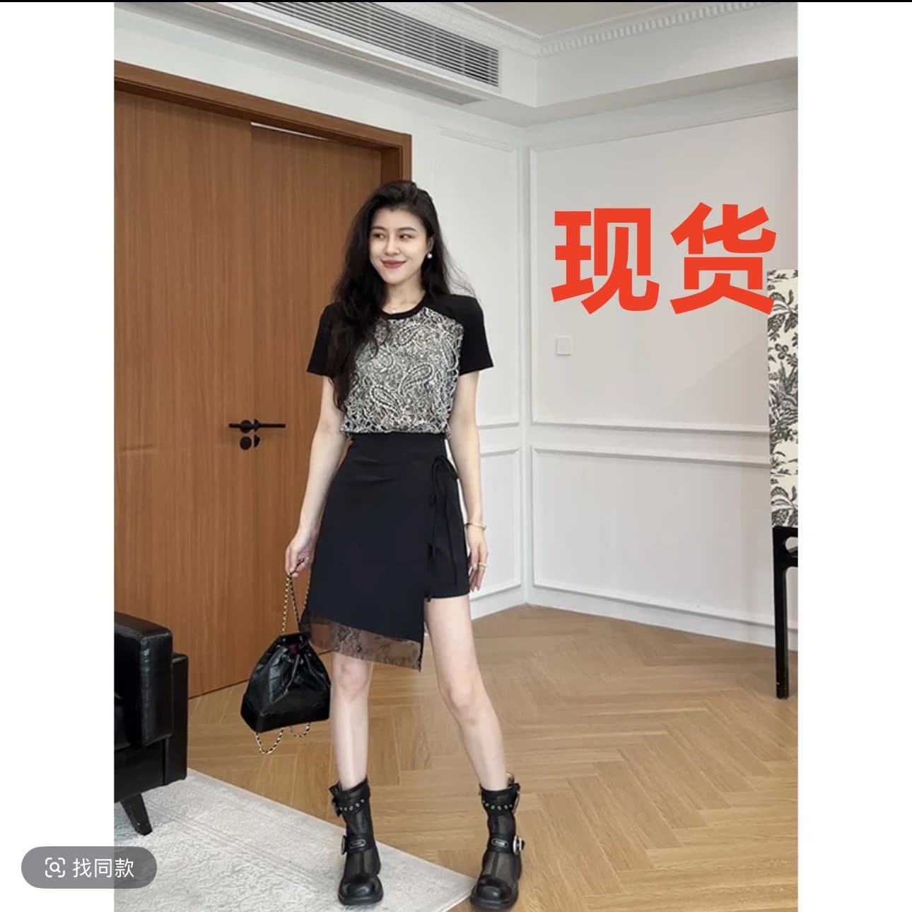 장 A 스타 저녁 바람 청 꿈 프랑스식 레트로 자수 배색 t+ 슬림해 보이는 치마바지 이미지 2