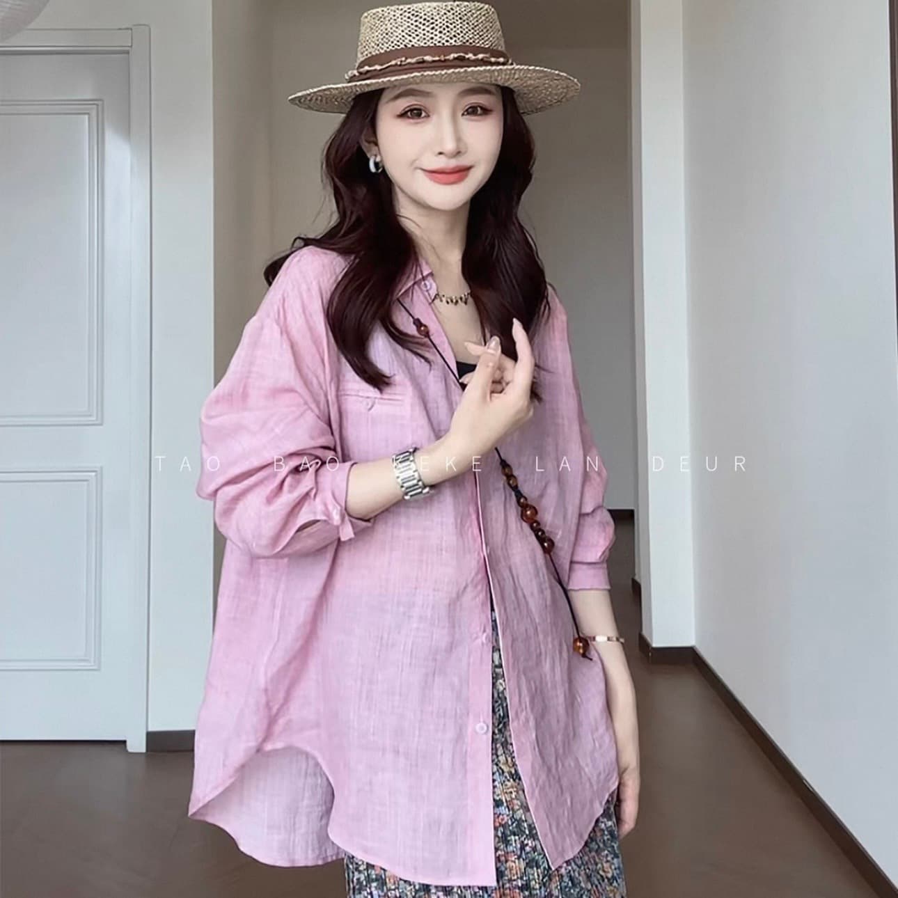 keke 가져 가라. 스타 들어가는 중 프랑스식 고급 루즈핏 셔츠 레트로 도루 센스 외부 가져 가라. 긴팔 여성 셔츠 이미지 3