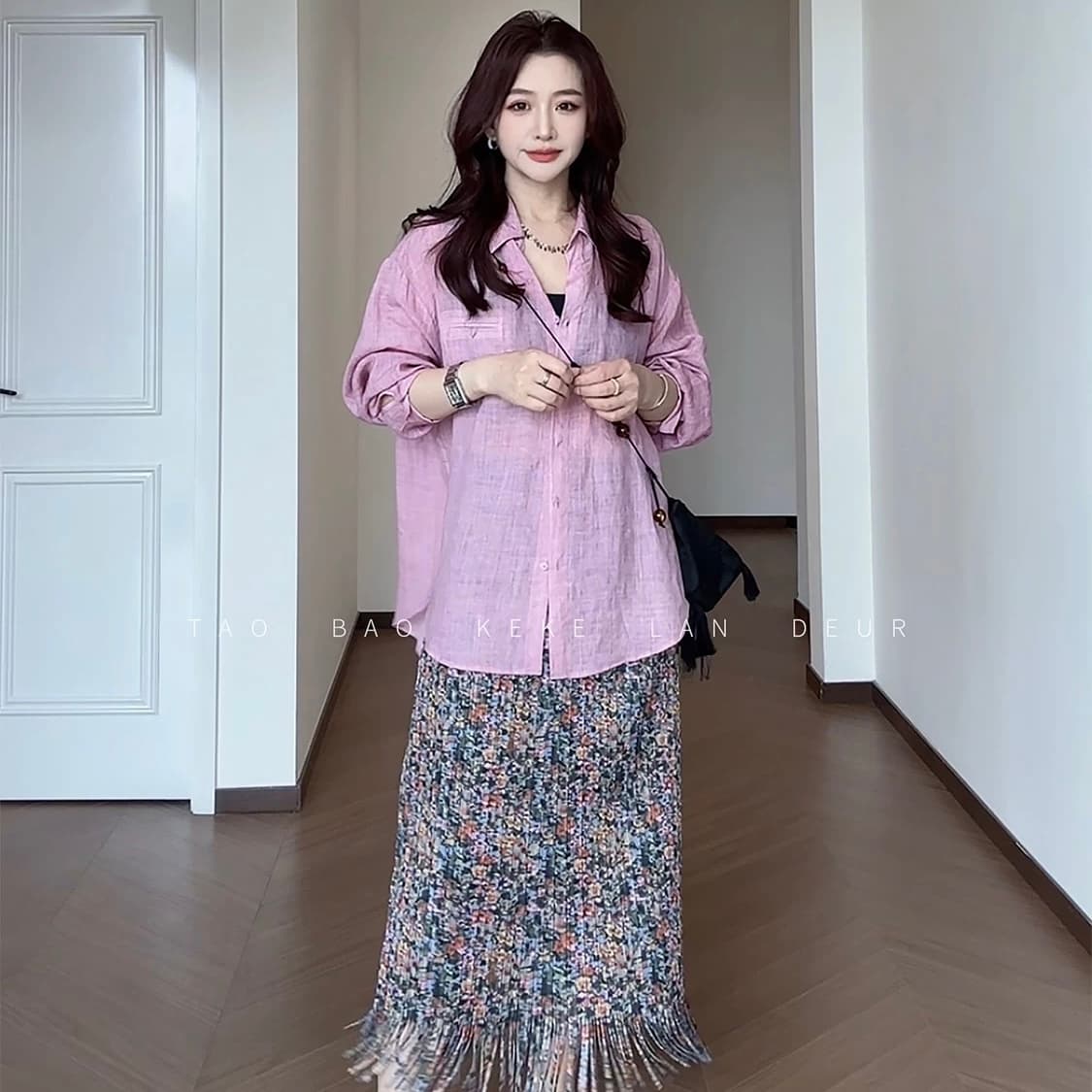 keke 가져 가라. 스타 들어가는 중 프랑스식 고급 루즈핏 셔츠 레트로 도루 센스 외부 가져 가라. 긴팔 여성 셔츠 이미지 4