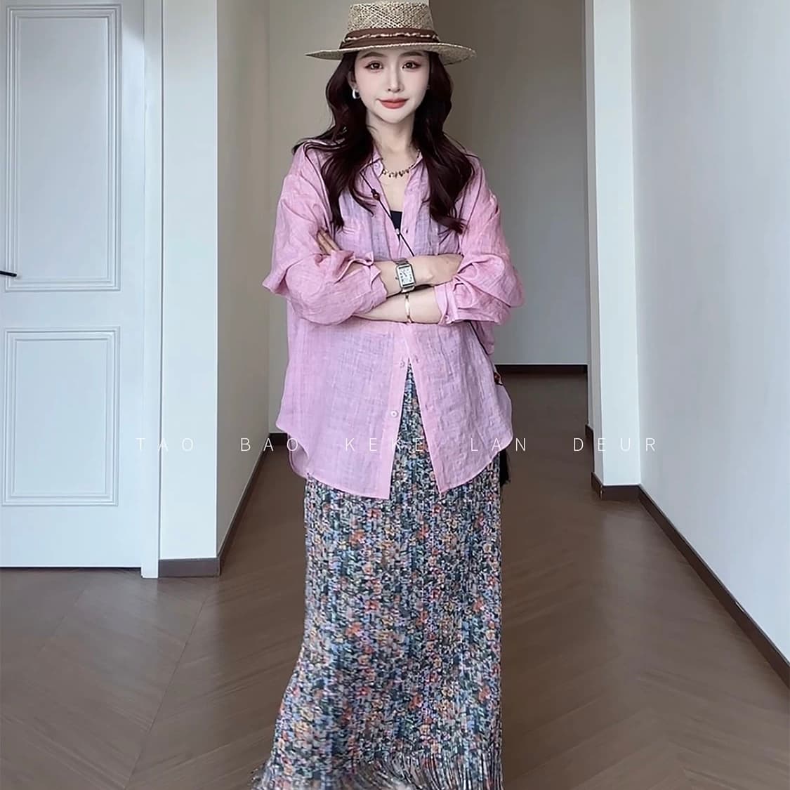 keke 가져 가라. 스타 들어가는 중 프랑스식 고급 루즈핏 셔츠 레트로 도루 센스 외부 가져 가라. 긴팔 여성 셔츠 상세 이미지 5