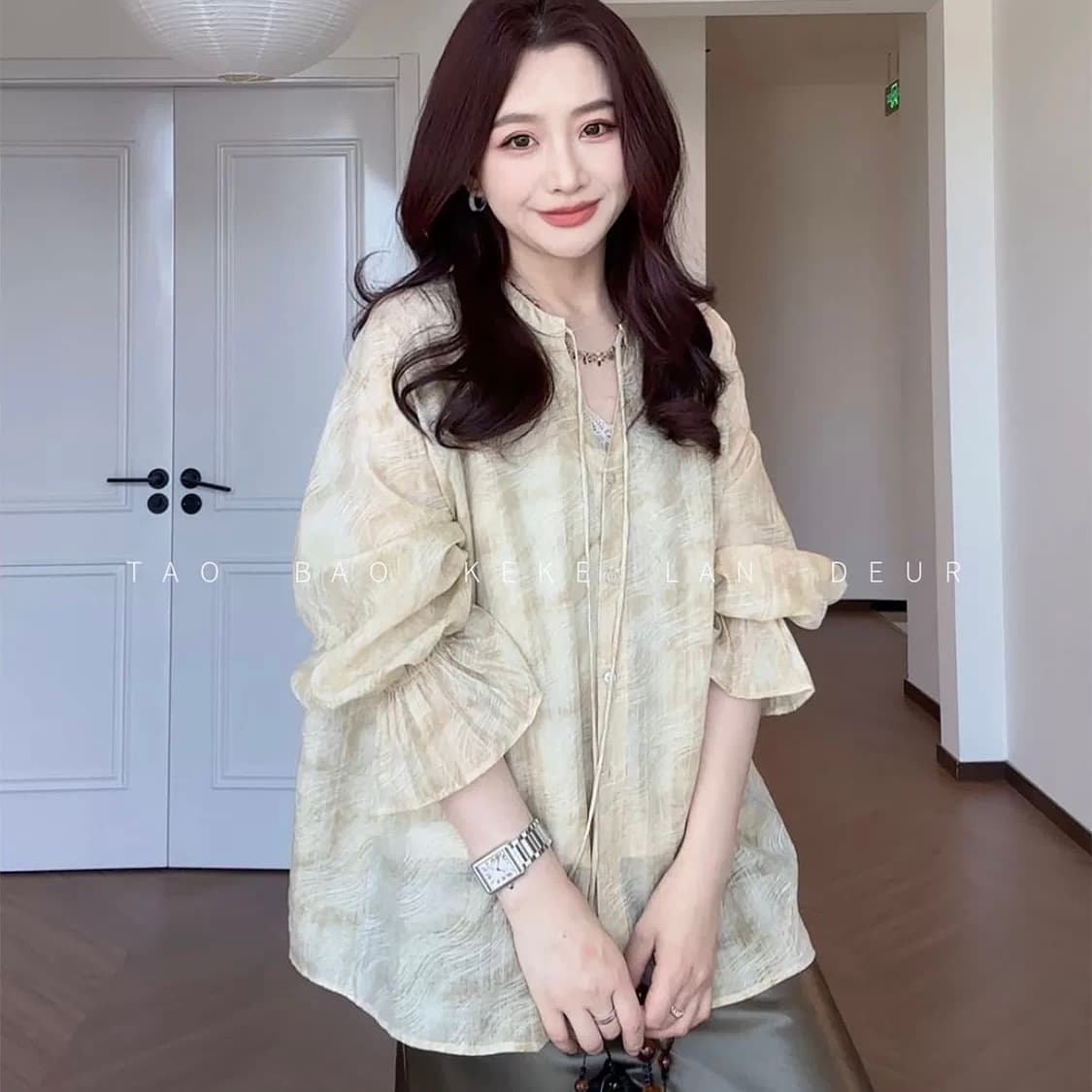 keke 여름 연인 프랑스식 디자인 센스 작은 대중 패션 긴팔 셔츠 이미지 2