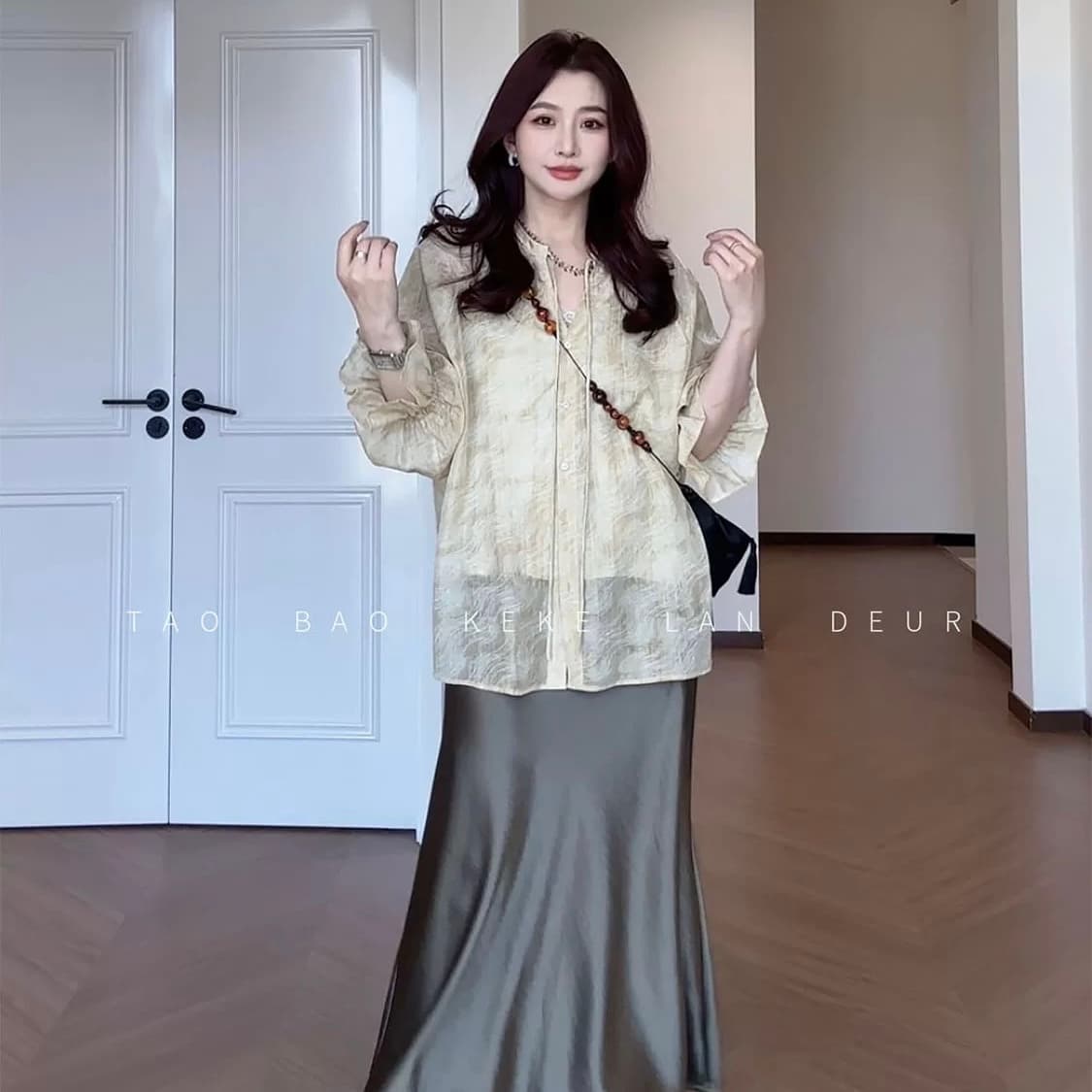 keke 여름 연인 프랑스식 디자인 센스 작은 대중 패션 긴팔 셔츠 이미지 3