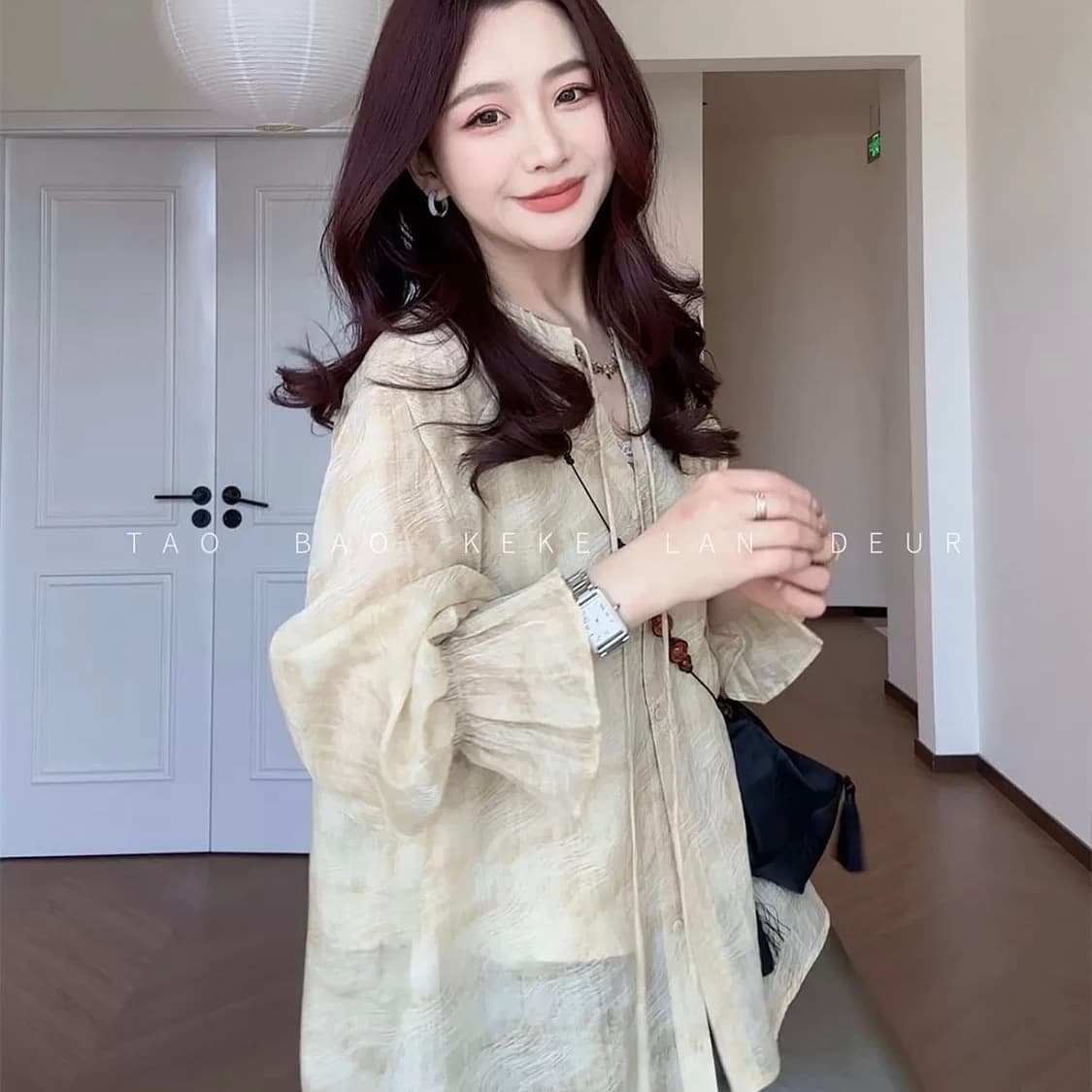 keke 여름 연인 프랑스식 디자인 센스 작은 대중 패션 긴팔 셔츠 상세 이미지 3
