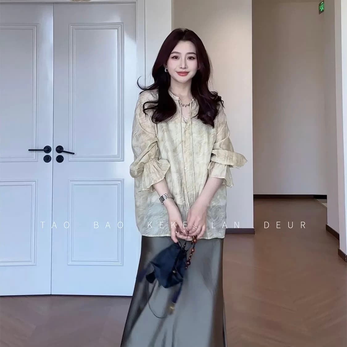 keke 여름 연인 프랑스식 디자인 센스 작은 대중 패션 긴팔 셔츠 상세 이미지 4
