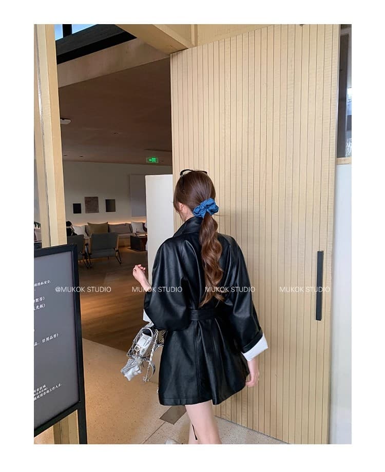 털이 있고 두꺼운 겨울 가죽 재킷 재킷 디자인 고급 센스 튀김 거리 레트로 정장 레이스업 인터넷 유명인 맨위 도시 바람 상세 이미지 13