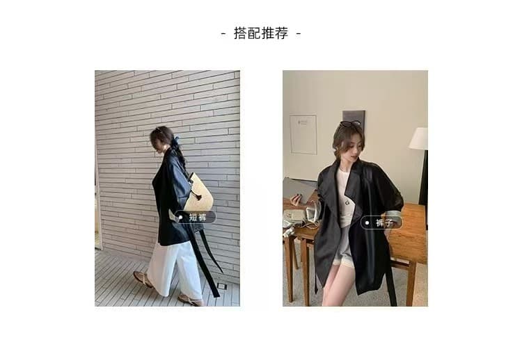 디자인 고급 센스 튀김 거리 레트로 정장 가죽 재킷 재킷 가을 레이스업 가죽 재킷 인터넷 유명인 맨위 도시 기능 바람 상세 이미지 7