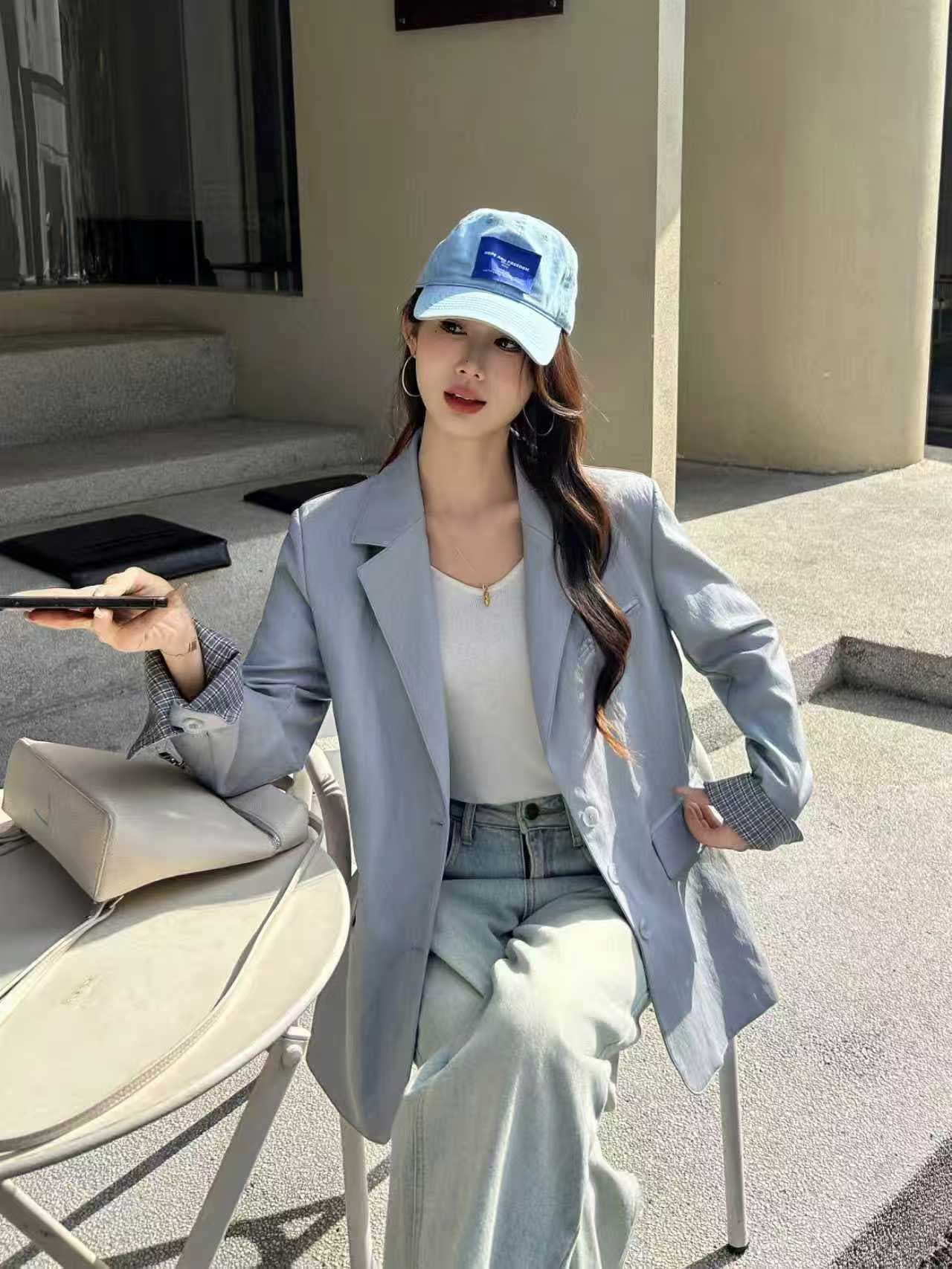 실사 2026 년 봄 새로운 캐주얼 정장 여성 코트 한 부서 디자인 센스 작은 대중 루즈핏 느긋한 바람 정장 상세 이미지 3