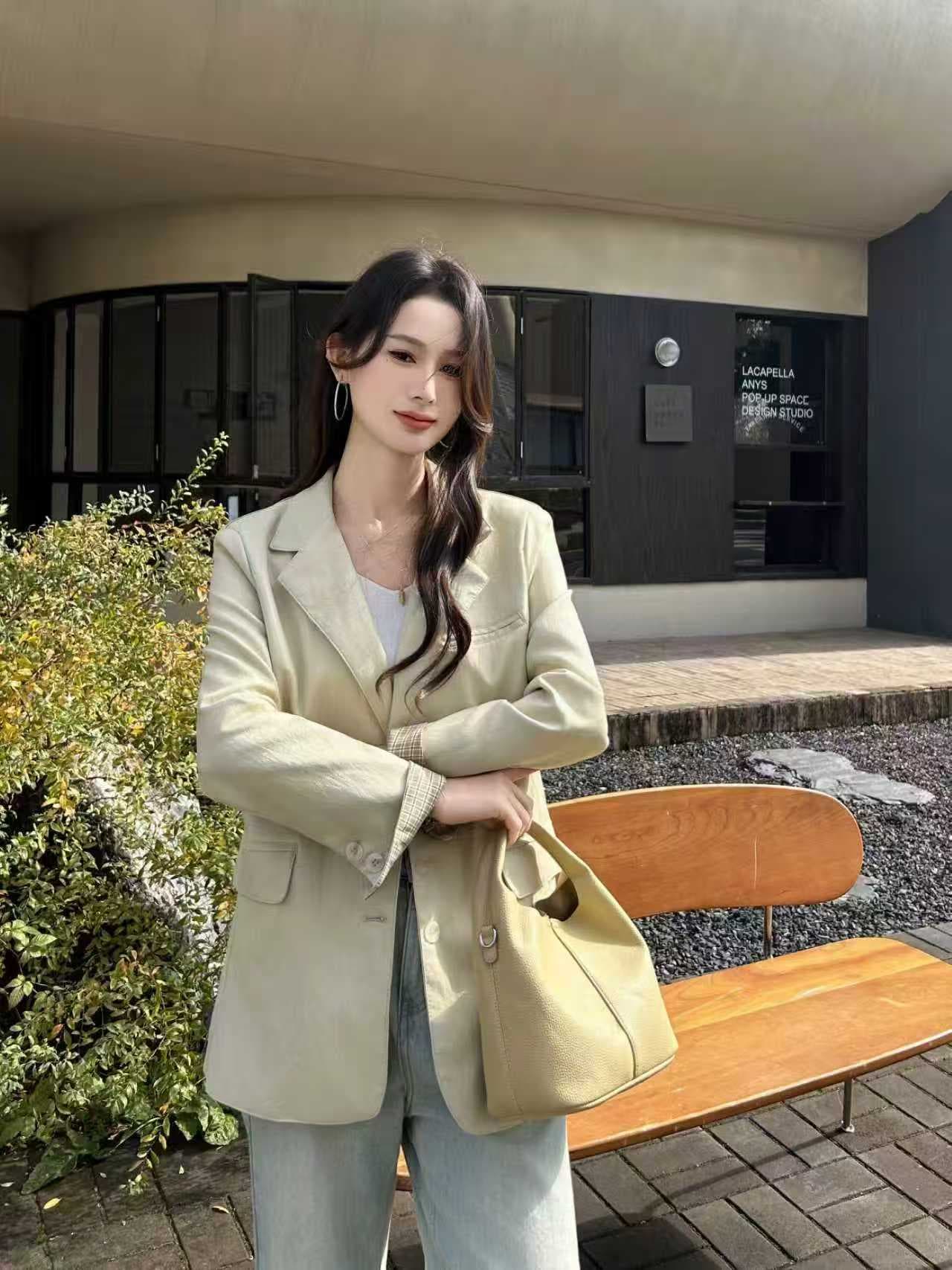 실사 2026 년 봄 새로운 캐주얼 정장 여성 코트 한 부서 디자인 센스 작은 대중 루즈핏 느긋한 바람 정장 상세 이미지 6