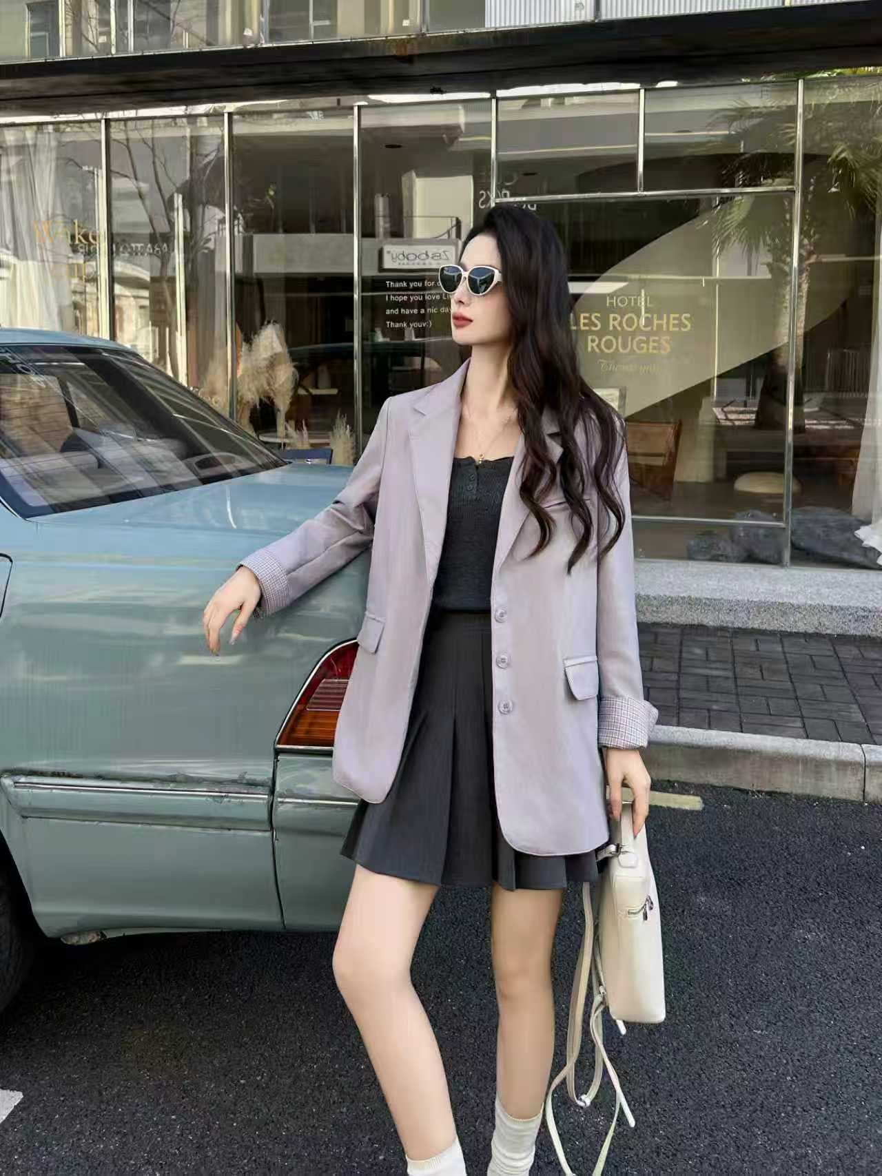 실사 2026 년 봄 새로운 캐주얼 정장 여성 코트 한 부서 디자인 센스 작은 대중 루즈핏 느긋한 바람 정장 상세 이미지 15