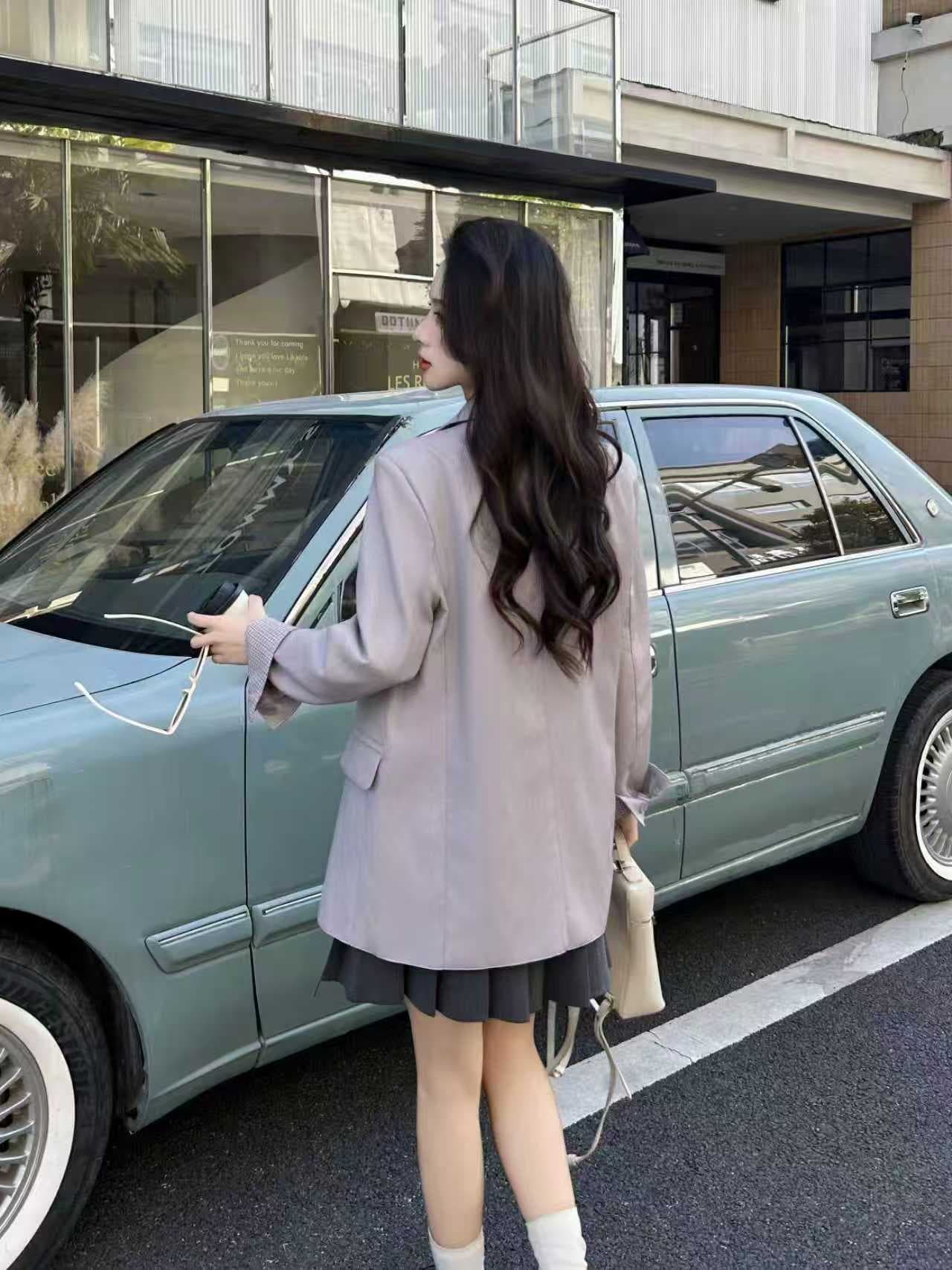실사 2026 년 봄 새로운 캐주얼 정장 여성 코트 한 부서 디자인 센스 작은 대중 루즈핏 느긋한 바람 정장 상세 이미지 17