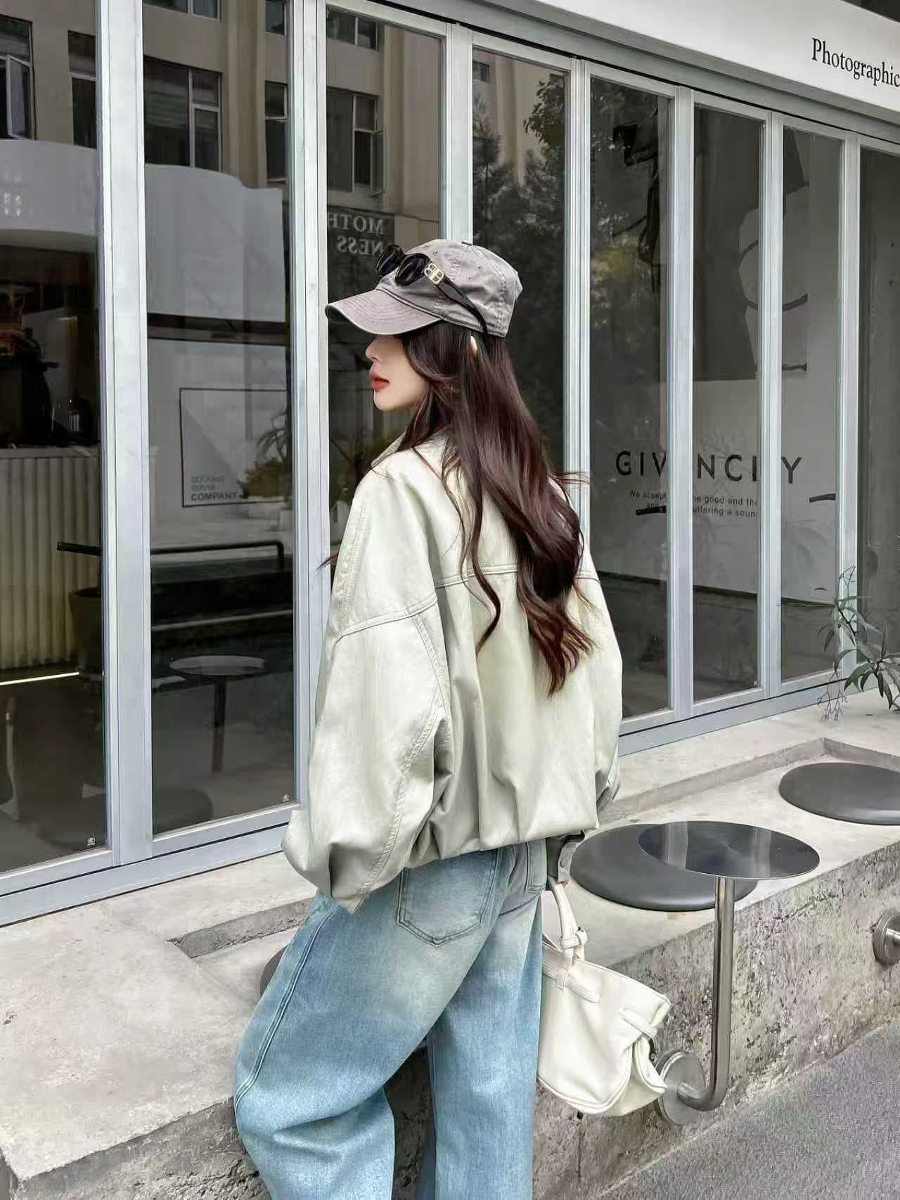 실사 2026 봄 가을 새로운 디자인 센스 캐주얼 가죽 재킷 짧은 여성 코트 한 부서 연령 감소 분위기 센스 재킷 맨위 상세 이미지 15