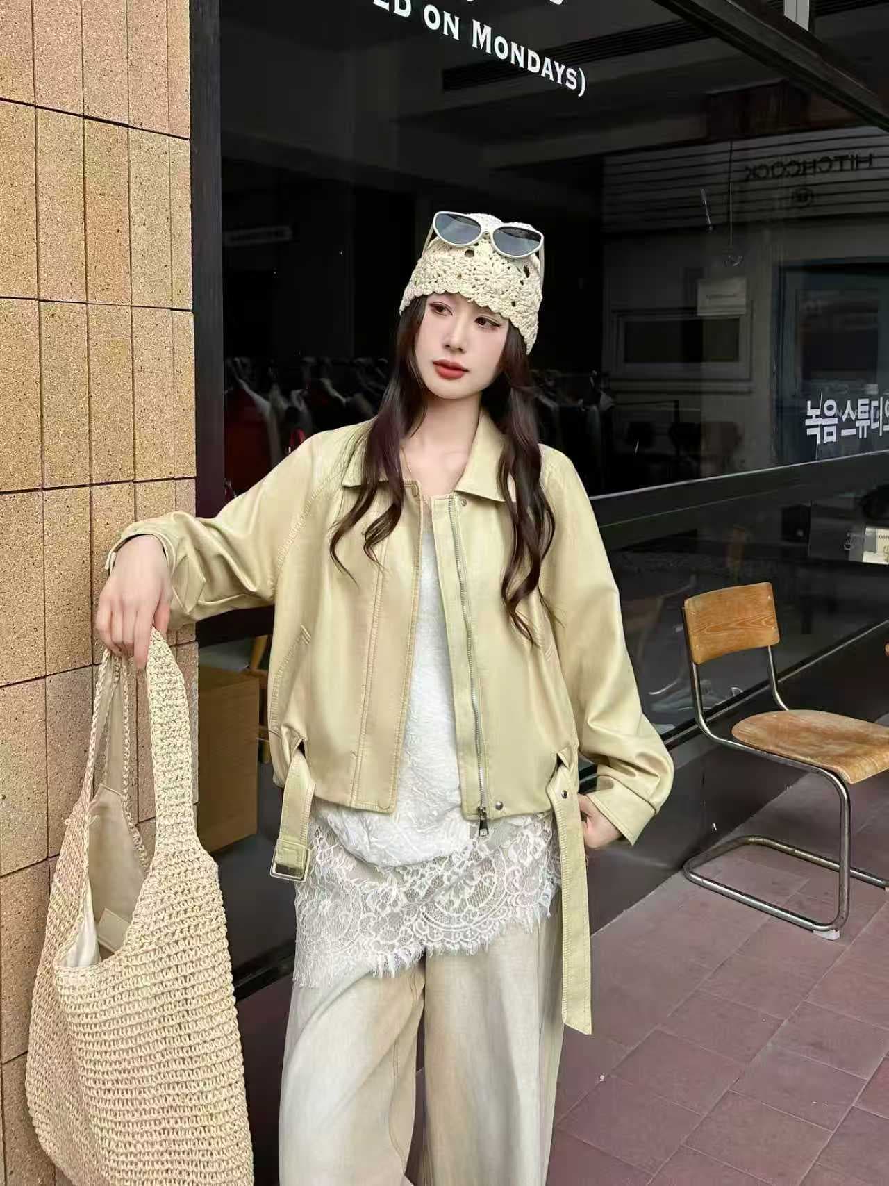 실사 가을 폭발 슈퍼 잘 생긴 가죽 재킷 여성 코트 2026 새로운 한 부서 캐주얼 루즈핏 출퇴근 연령 감소 재킷 상세 이미지 1