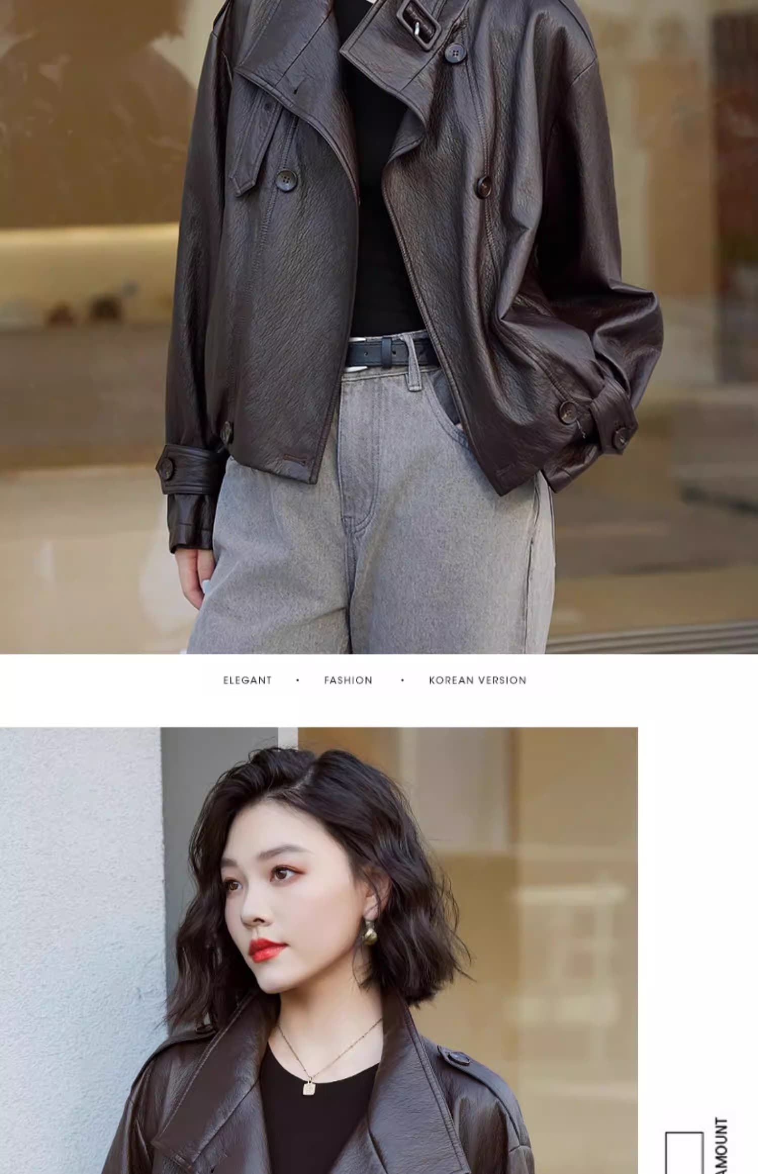 스탠드 칼라 레트로 작은 가죽 재킷 재킷 여성 짧은 2026 봄 가을 다용도 캐주얼 품격 차가운 바람의 소리 바람 pu 가죽 자켓 트렌디 상세 이미지 9