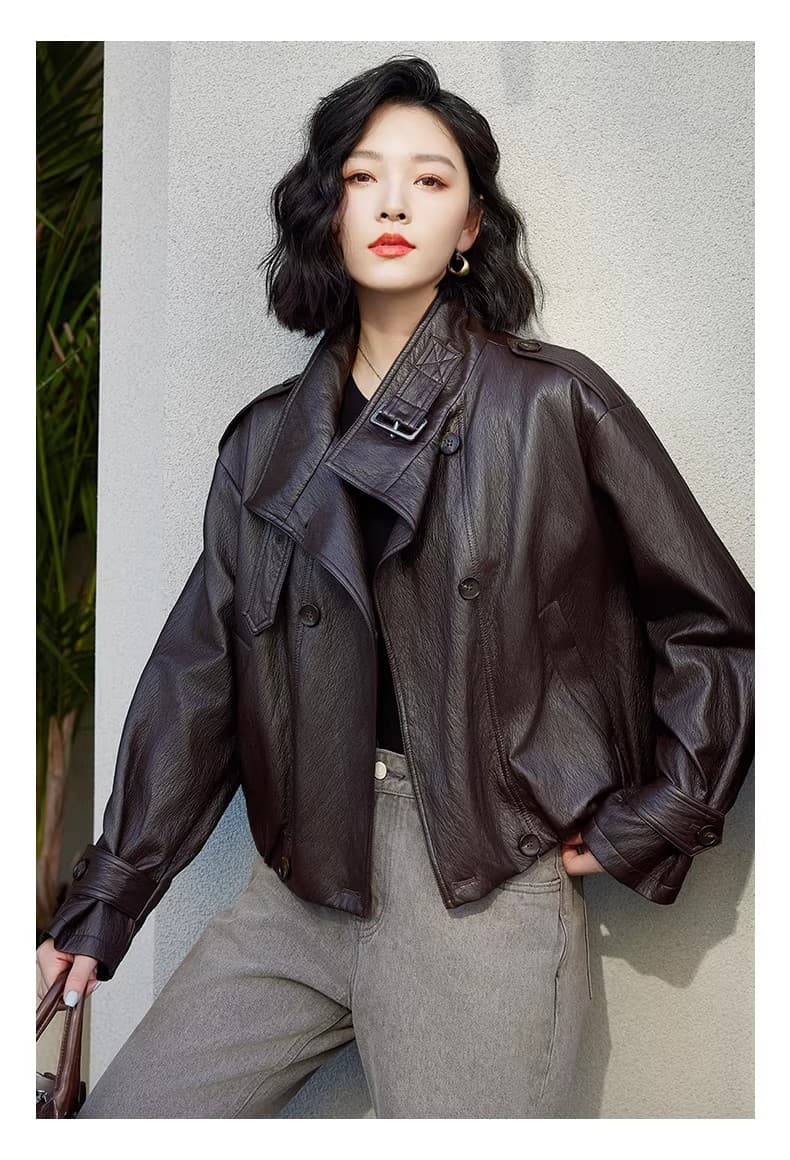 스탠드 칼라 레트로 작은 가죽 재킷 재킷 여성 짧은 2026 봄 가을 다용도 캐주얼 품격 차가운 바람의 소리 바람 pu 가죽 자켓 트렌디 상세 이미지 14