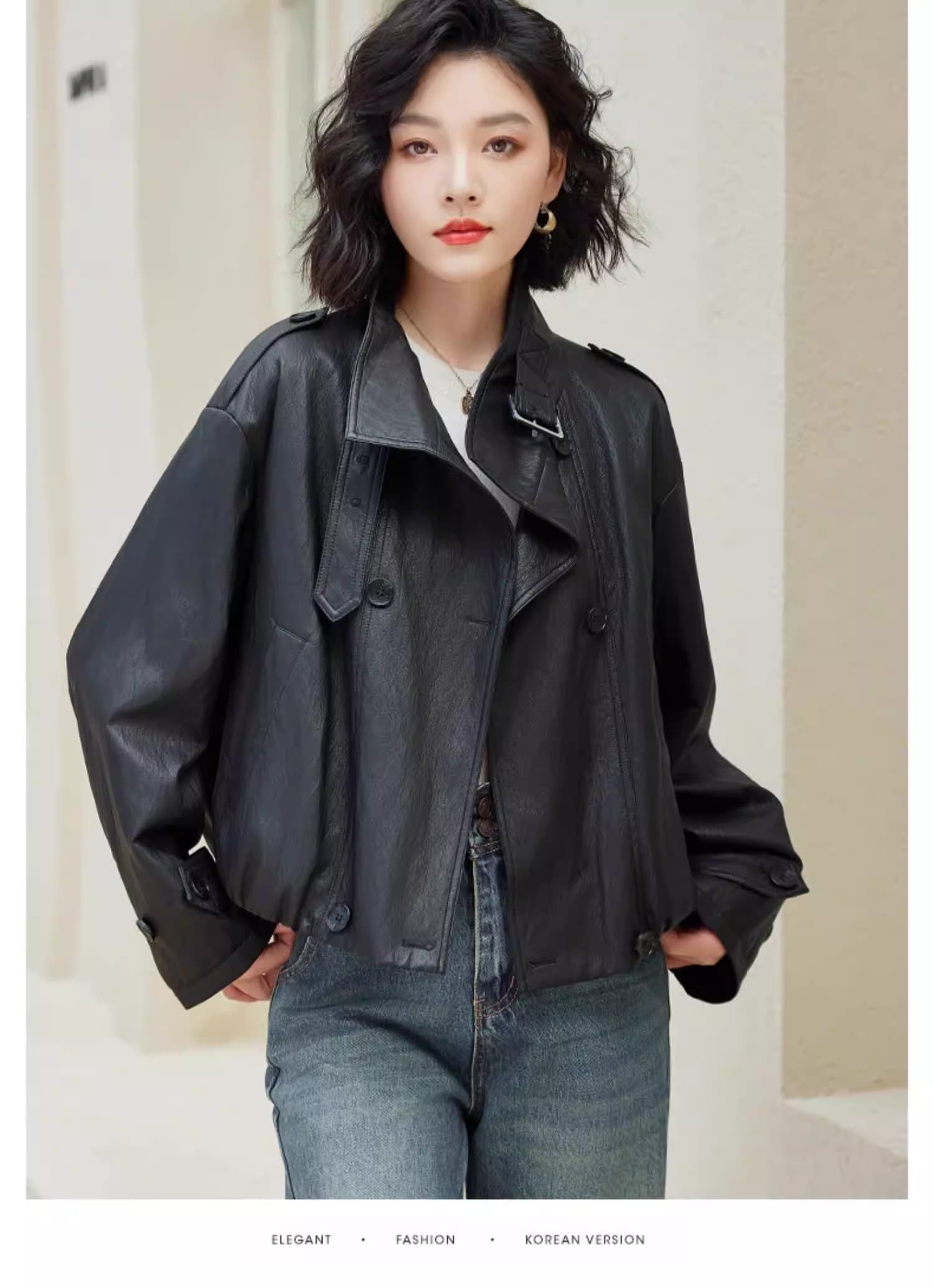 스탠드 칼라 레트로 작은 가죽 재킷 재킷 여성 짧은 2026 봄 가을 다용도 캐주얼 품격 차가운 바람의 소리 바람 pu 가죽 자켓 트렌디 상세 이미지 18