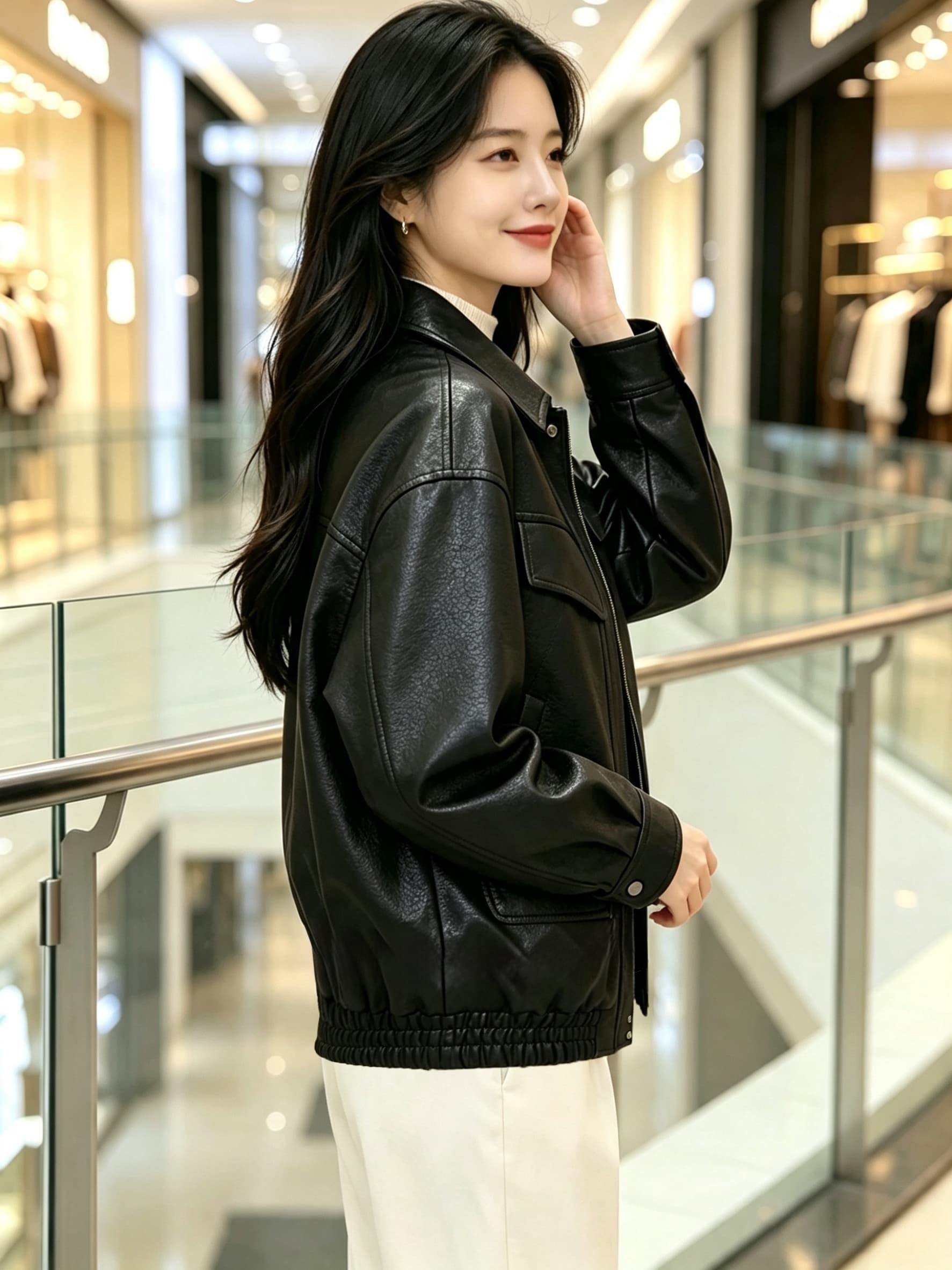 유럽과 미국 레트로 가죽 재킷 여성 코트 2026 새로운 슈퍼 화재 캐주얼 루즈핏 가죽 자켓 차가운 바람의 소리 바람 섹션 아메리칸 품격 상세 이미지 3
