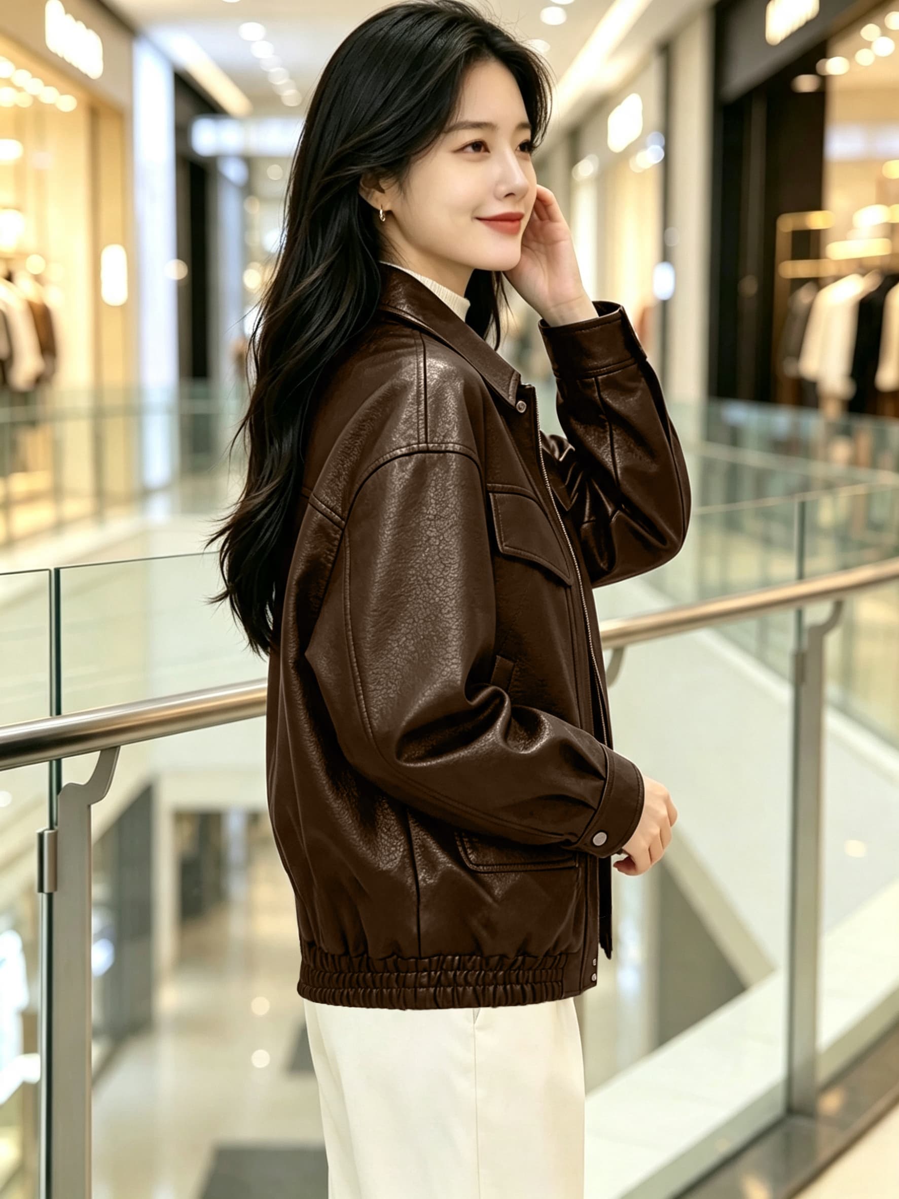 유럽과 미국 레트로 가죽 재킷 여성 코트 2026 새로운 슈퍼 화재 캐주얼 루즈핏 가죽 자켓 차가운 바람의 소리 바람 섹션 아메리칸 품격 상세 이미지 4