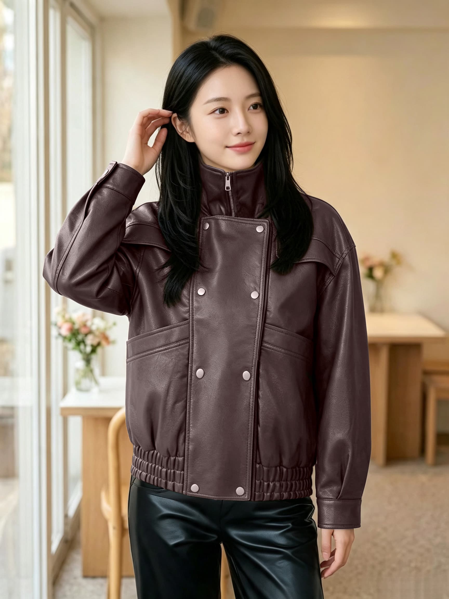 2026 새로운 레트로 가죽 재킷 여성 코트 징 디자인 다용도 슈퍼 화재 캐주얼 차가운 바람의 소리 바람 쇼트 스타일 아메리칸 재킷 상세 이미지 11