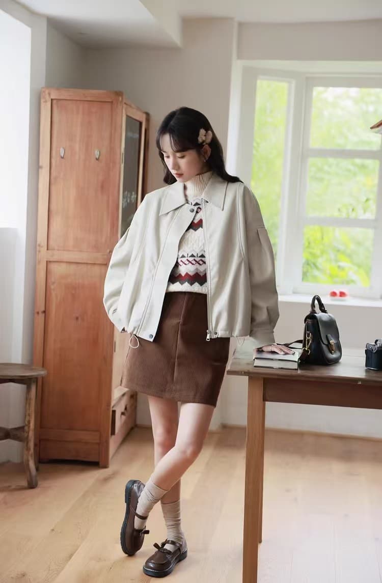 루즈핏 종류 다용도 한 부서 polo 지불 패션 pu 가죽 재킷 여성 코트 가을 섹션 가죽 자켓 품격 맨위 섹션 상세 이미지 11