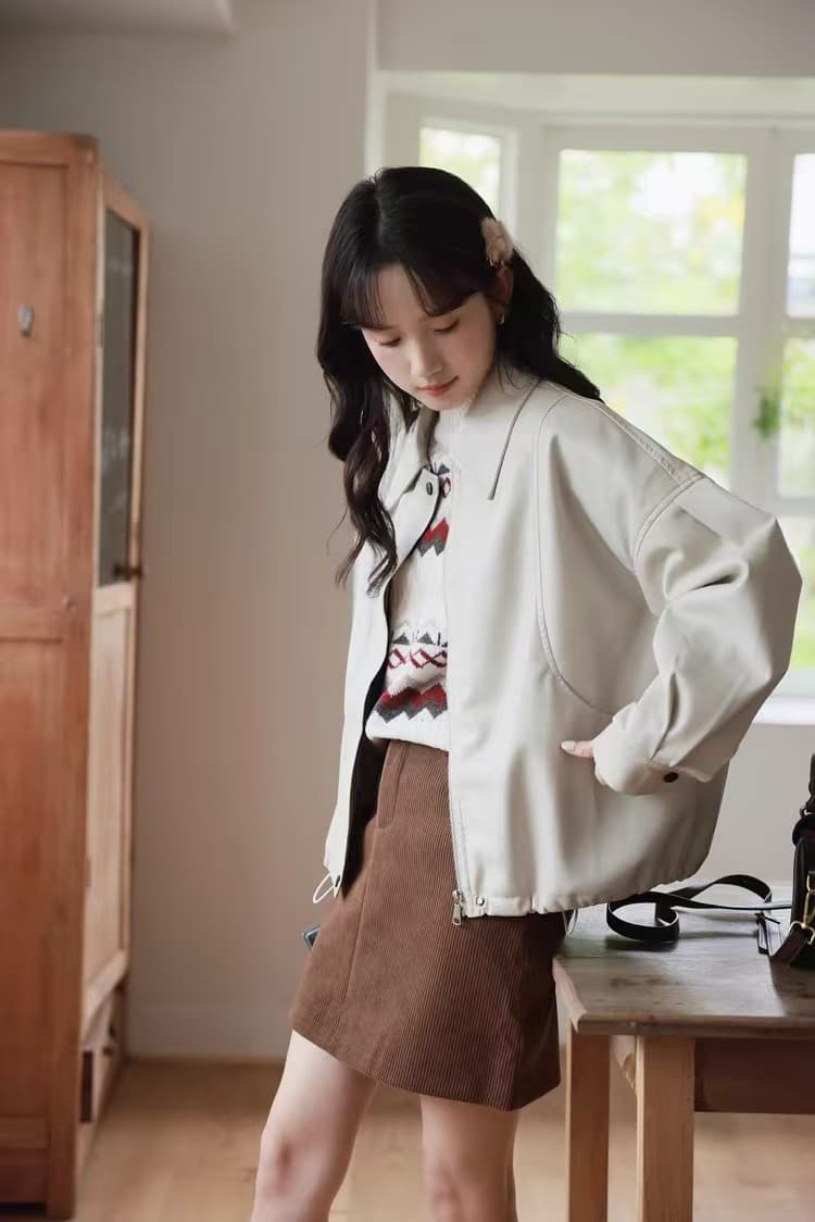 루즈핏 종류 다용도 한 부서 polo 지불 패션 pu 가죽 재킷 여성 코트 가을 섹션 가죽 자켓 품격 맨위 섹션 상세 이미지 14