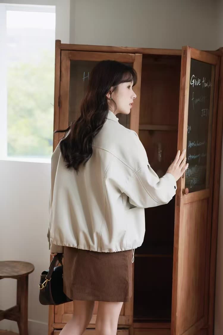 루즈핏 종류 다용도 한 부서 polo 지불 패션 pu 가죽 재킷 여성 코트 가을 섹션 가죽 자켓 품격 맨위 섹션 상세 이미지 17