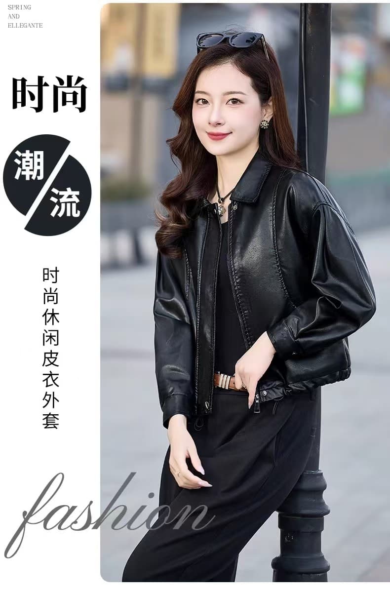 루즈핏 종류 다용도 한 부서 polo 지불 패션 pu 가죽 재킷 여성 코트 가을 섹션 가죽 자켓 품격 맨위 섹션 상세 이미지 31