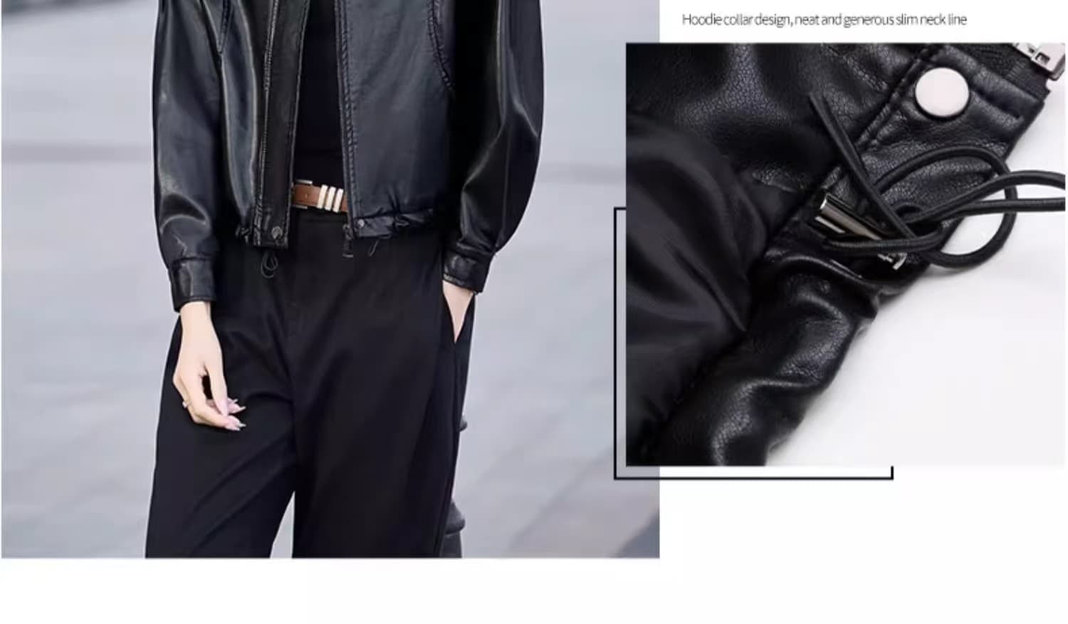 루즈핏 종류 다용도 한 부서 polo 지불 패션 pu 가죽 재킷 여성 코트 가을 섹션 가죽 자켓 품격 맨위 섹션 상세 이미지 17