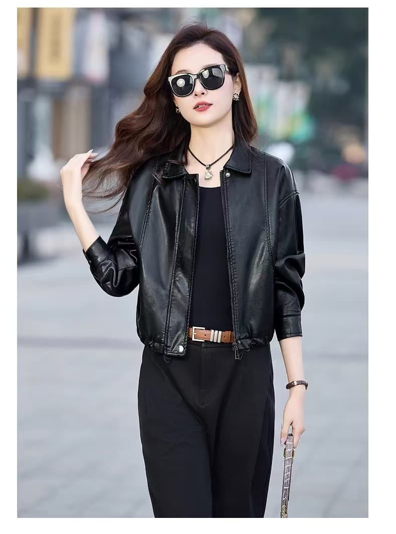 루즈핏 종류 다용도 한 부서 polo 지불 패션 pu 가죽 재킷 여성 코트 가을 섹션 가죽 자켓 품격 맨위 섹션 상세 이미지 32