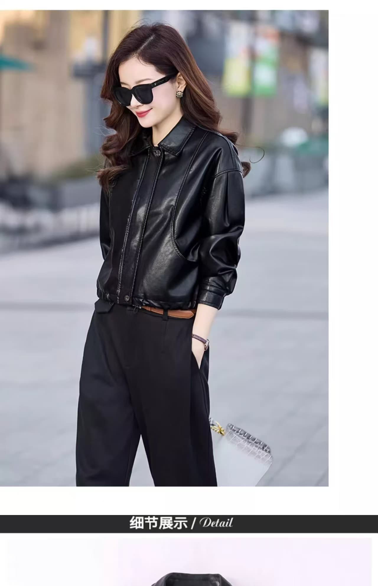 루즈핏 종류 다용도 한 부서 polo 지불 패션 pu 가죽 재킷 여성 코트 가을 섹션 가죽 자켓 품격 맨위 섹션 상세 이미지 35