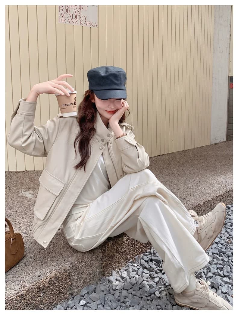 아름다움 라드. 레트로 튀김 거리 가죽 재킷 재킷 2026 가을 패션 작은 키 캐주얼 슬림해 보이는 아메리칸 쇼트 스타일 재킷 상세 이미지 34