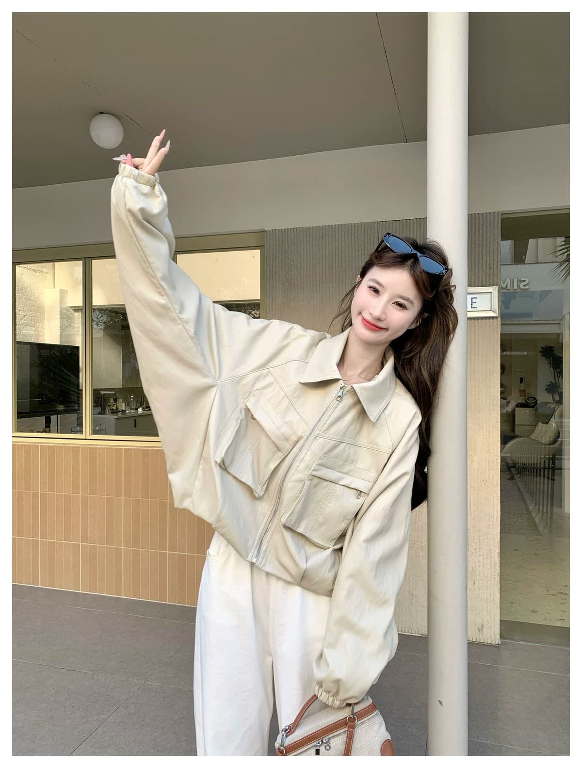 루즈핏 쇼트 스타일 가죽 재킷 여성 코트 2026 가을 새로운 3 차원 빅 포켓 느긋한 와 성별 폴로 칼라 재킷 맨위 상세 이미지 20