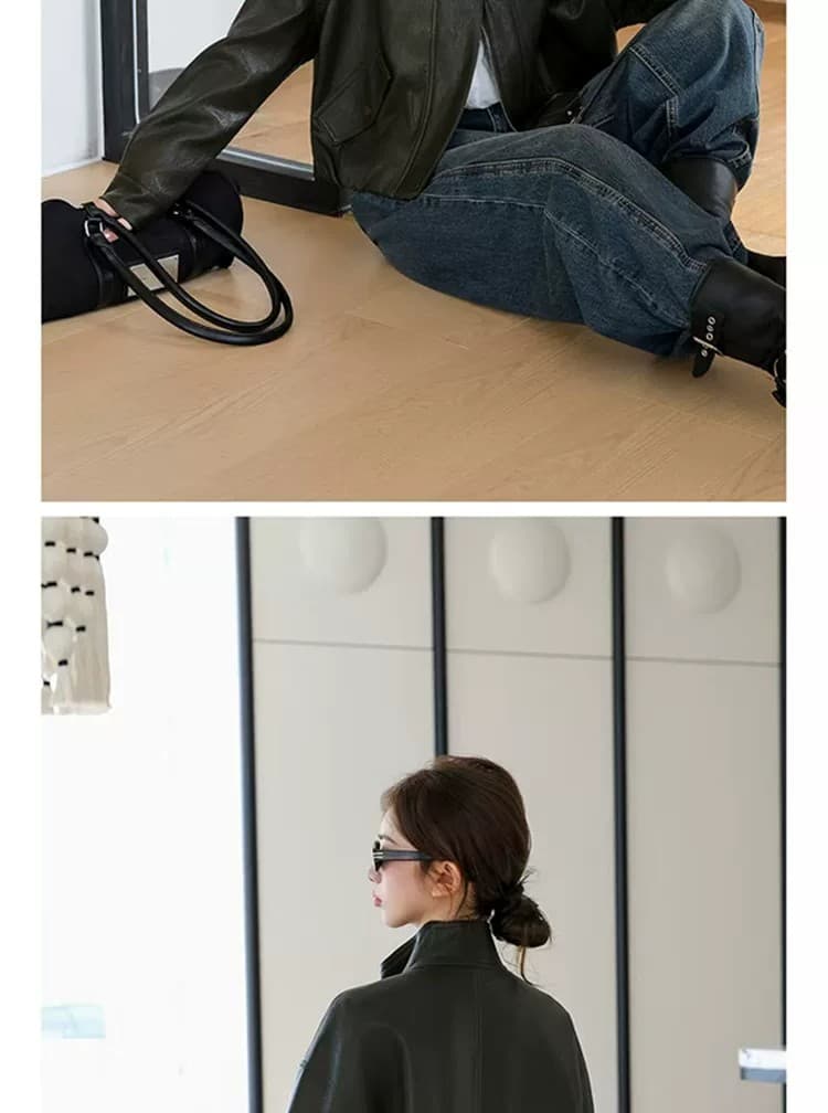 차가운 바람의 소리 스탠드 칼라 수 있습니다. 폴로 칼라 가죽 재킷 여성 코트 2026 봄 가을 새로운 외국 가스 슬림해 보이는 오토바이 쇼트 스타일 재킷 맨위 상세 이미지 10