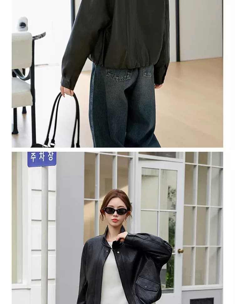 차가운 바람의 소리 스탠드 칼라 수 있습니다. 폴로 칼라 가죽 재킷 여성 코트 2026 봄 가을 새로운 외국 가스 슬림해 보이는 오토바이 쇼트 스타일 재킷 맨위 상세 이미지 11