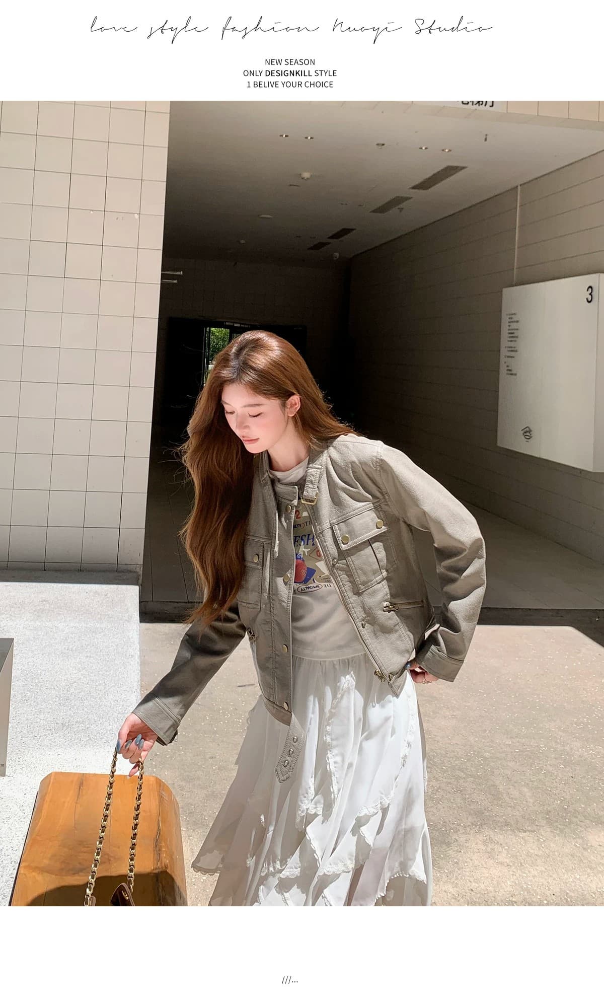 차가운 바람의 소리 바람 오토바이 가죽 재킷 여성 코트 2026 가을 새로운 품격 몸매 가꾸기 작은 키 쇼트 스타일 가죽 자켓 맨위 상세 이미지 15