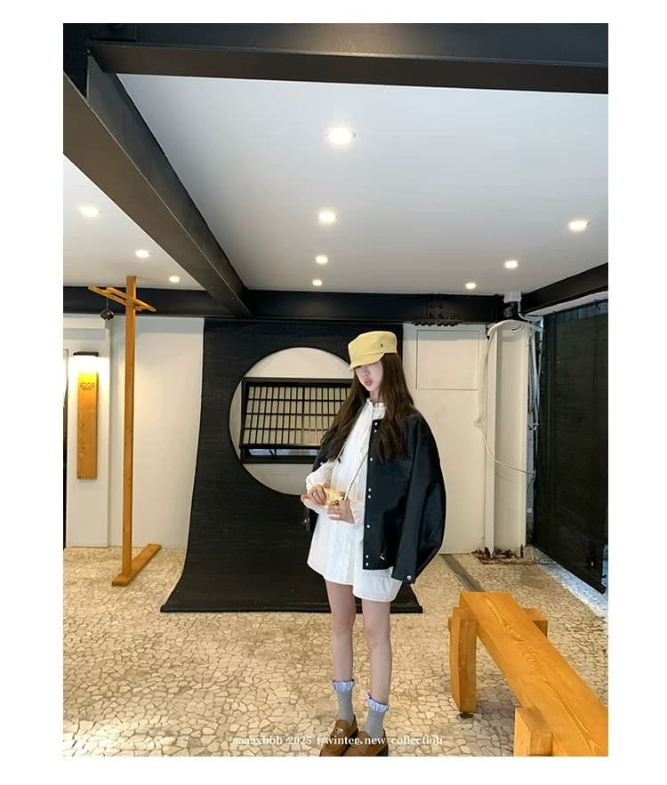 2026 가을 새로운 가죽 재킷 여성 코트 디자인 센스 밑단 오키나와 루즈핏 슬림해 보이는 패션 라운드 넥 오토바이 재킷 상세 이미지 29