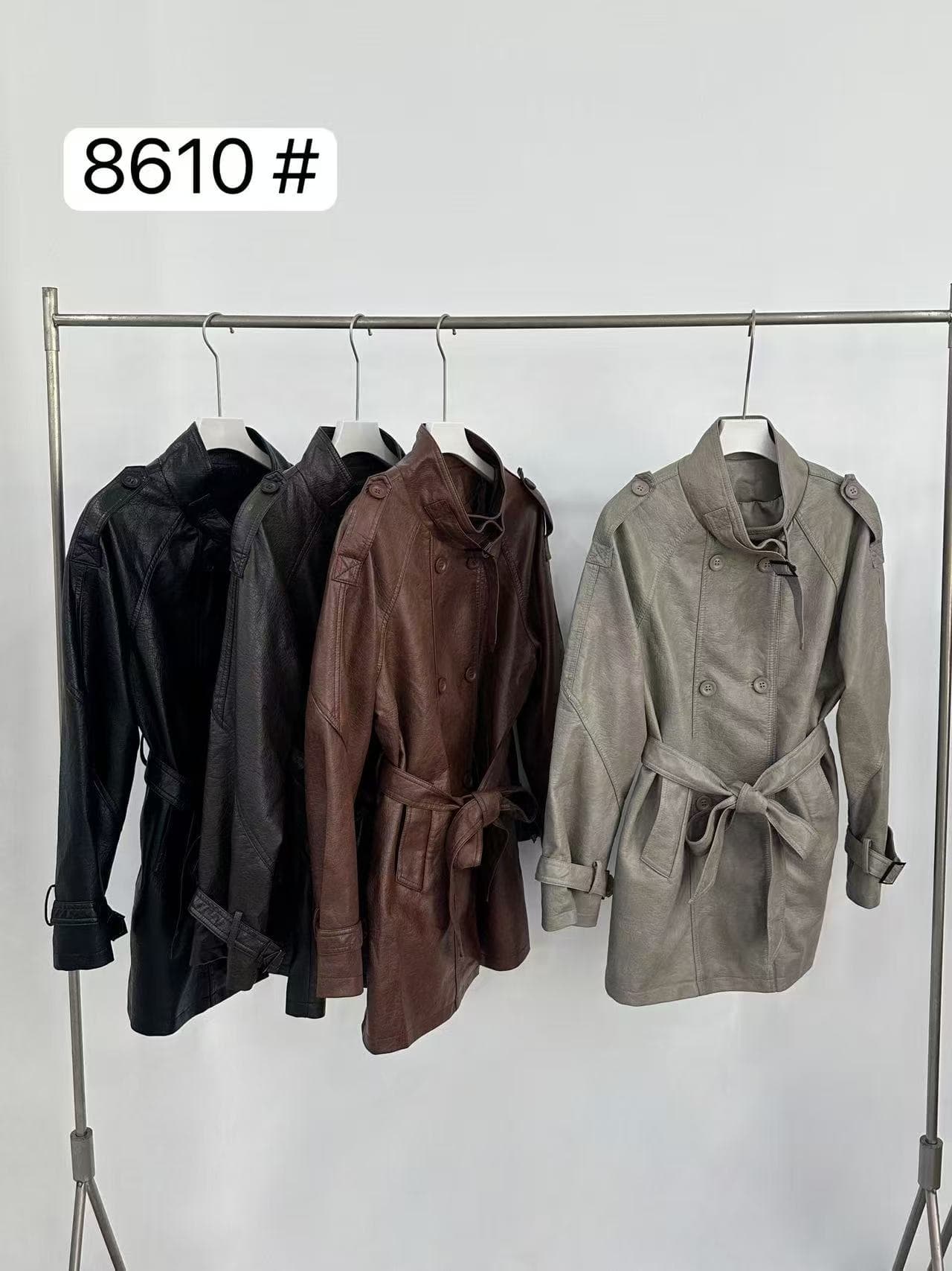 차가운 바람의 소리 레트로 이중 버튼 바람막이 여성 코트 2026 가을 새로운 패션 한 부서 품격 허리 수축 슬림해 보이는 가죽 재킷 상세 이미지 1