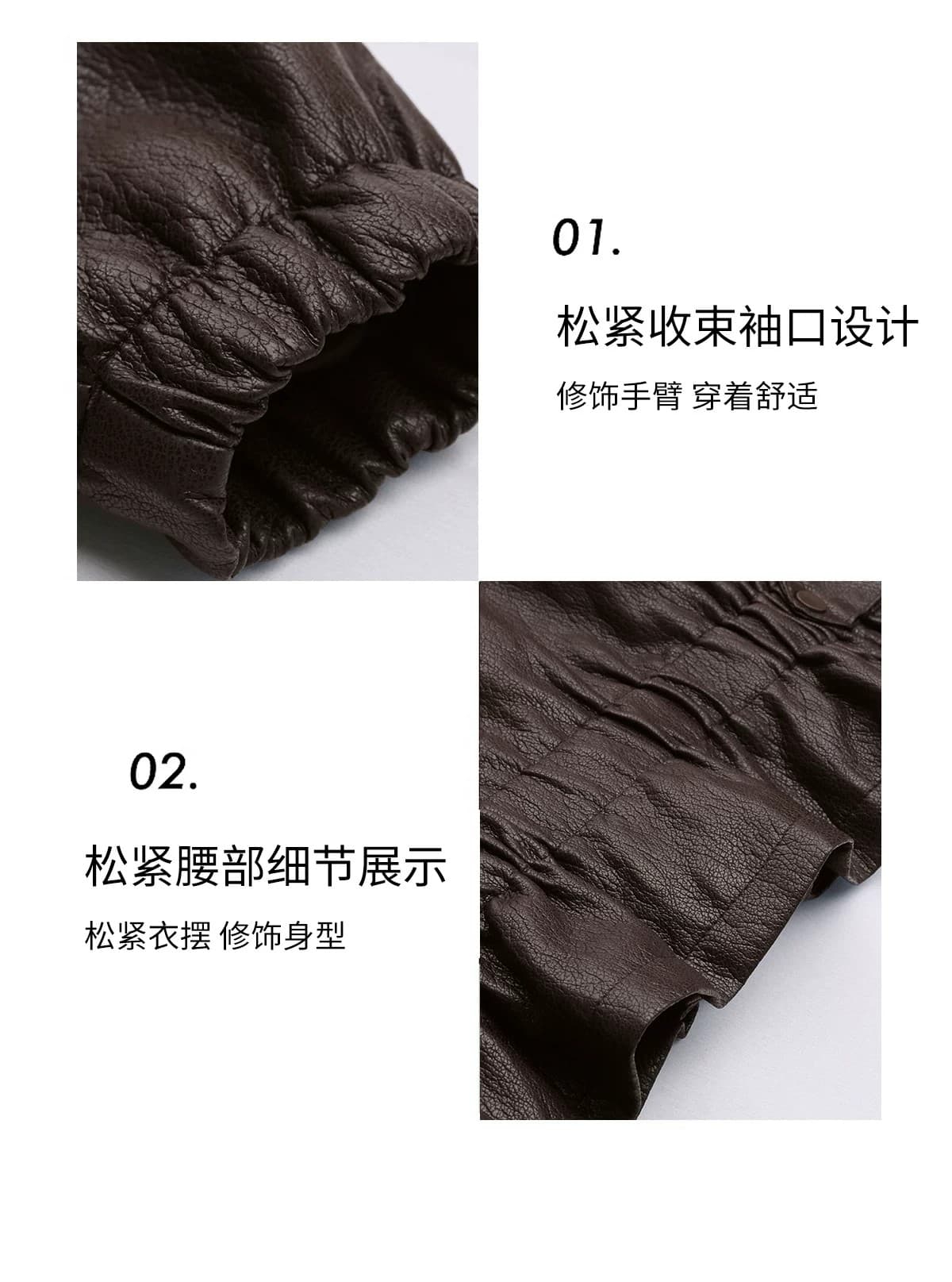 허리 수축 레트로 차가운 바람의 소리 바람 재킷 폴로 칼라 pu 가죽 재킷 여성 2026 가을 새로운 루즈핏 패션 고급 센스 재킷 상세 이미지 9
