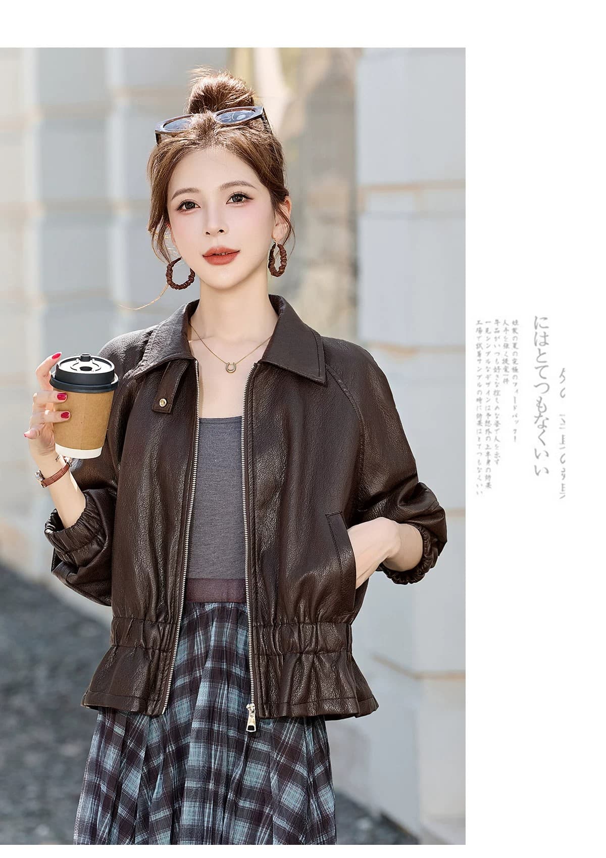 허리 수축 레트로 차가운 바람의 소리 바람 재킷 폴로 칼라 pu 가죽 재킷 여성 2026 가을 새로운 루즈핏 패션 고급 센스 재킷 상세 이미지 17