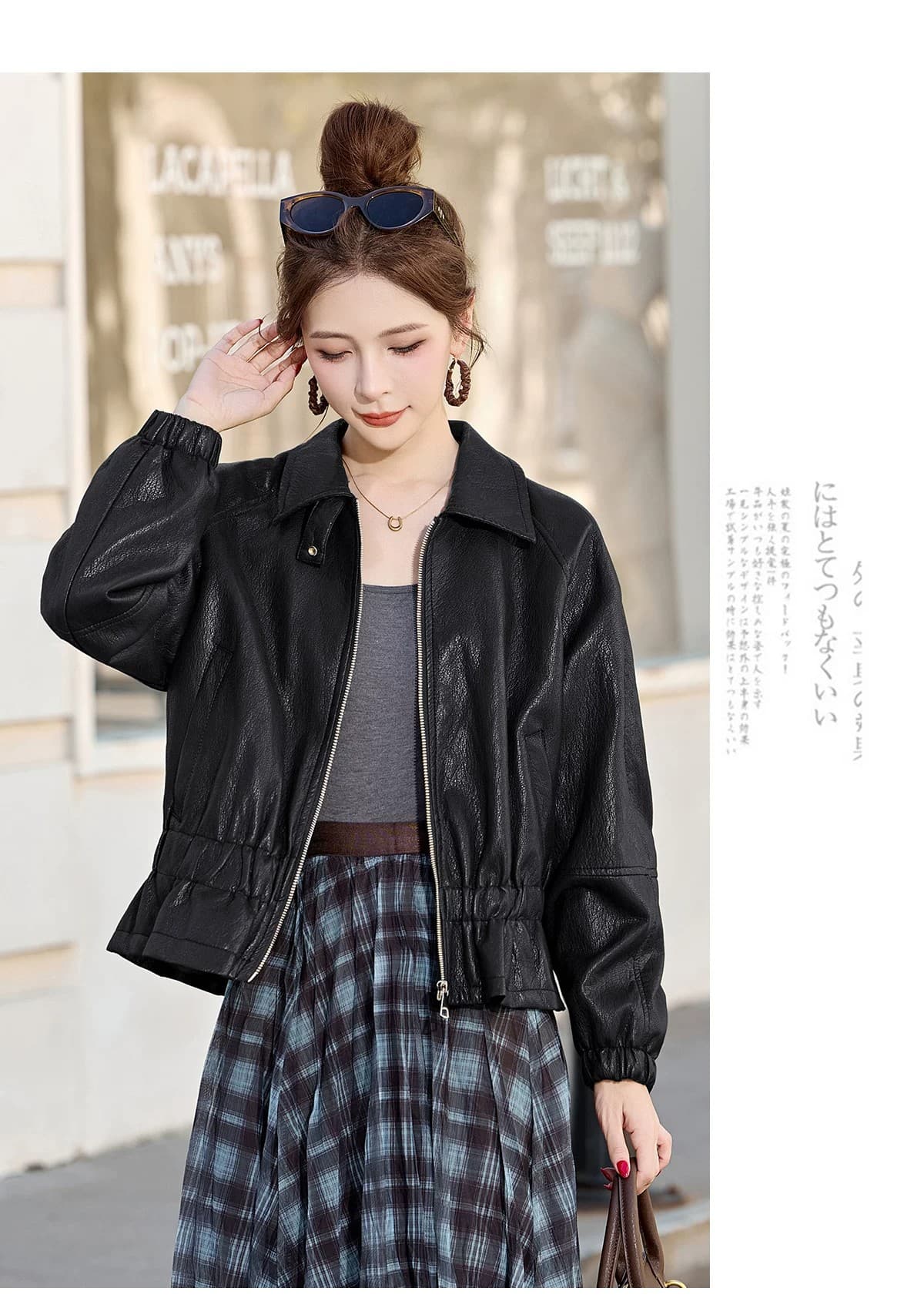 허리 수축 레트로 차가운 바람의 소리 바람 재킷 폴로 칼라 pu 가죽 재킷 여성 2026 가을 새로운 루즈핏 패션 고급 센스 재킷 상세 이미지 24