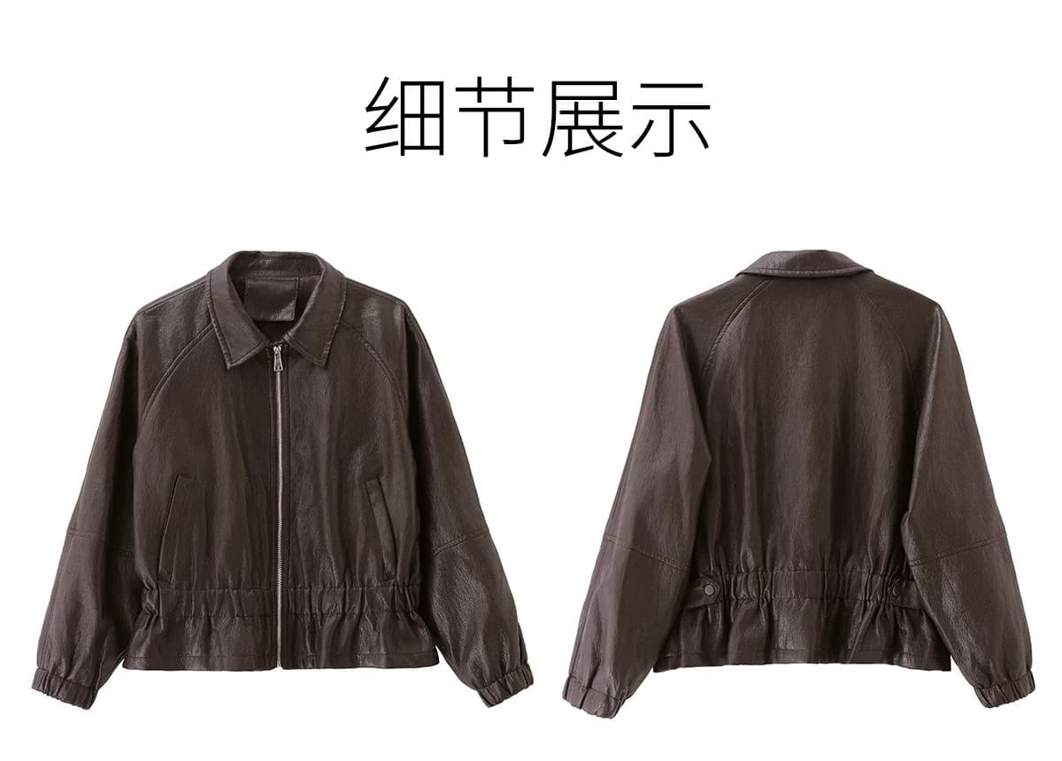 허리 수축 레트로 차가운 바람의 소리 바람 재킷 폴로 칼라 pu 가죽 재킷 여성 2026 가을 새로운 루즈핏 패션 고급 센스 재킷 상세 이미지 27