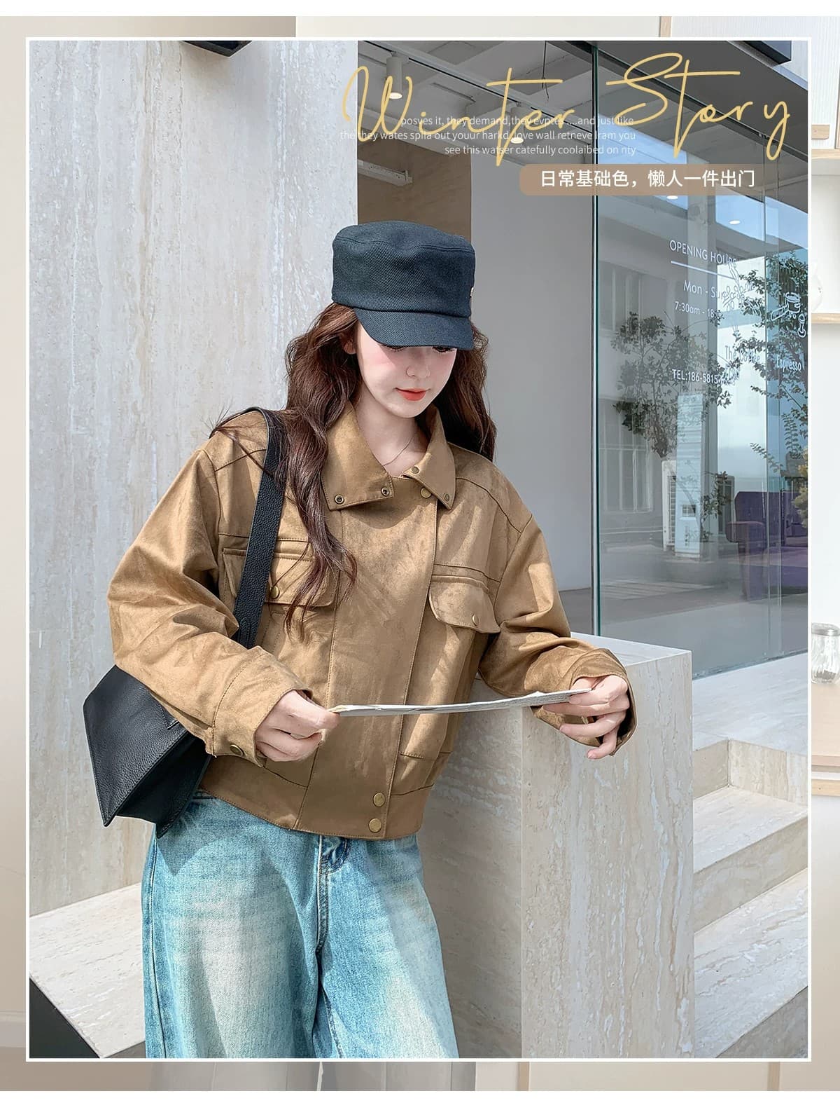 출퇴근 바람 품격 짧은 여성 코트 2026 가을 새로운 스탠드 칼라 폴로 칼라 인기 폭발 패션 연령 감소 재킷 트렌디 상세 이미지 4
