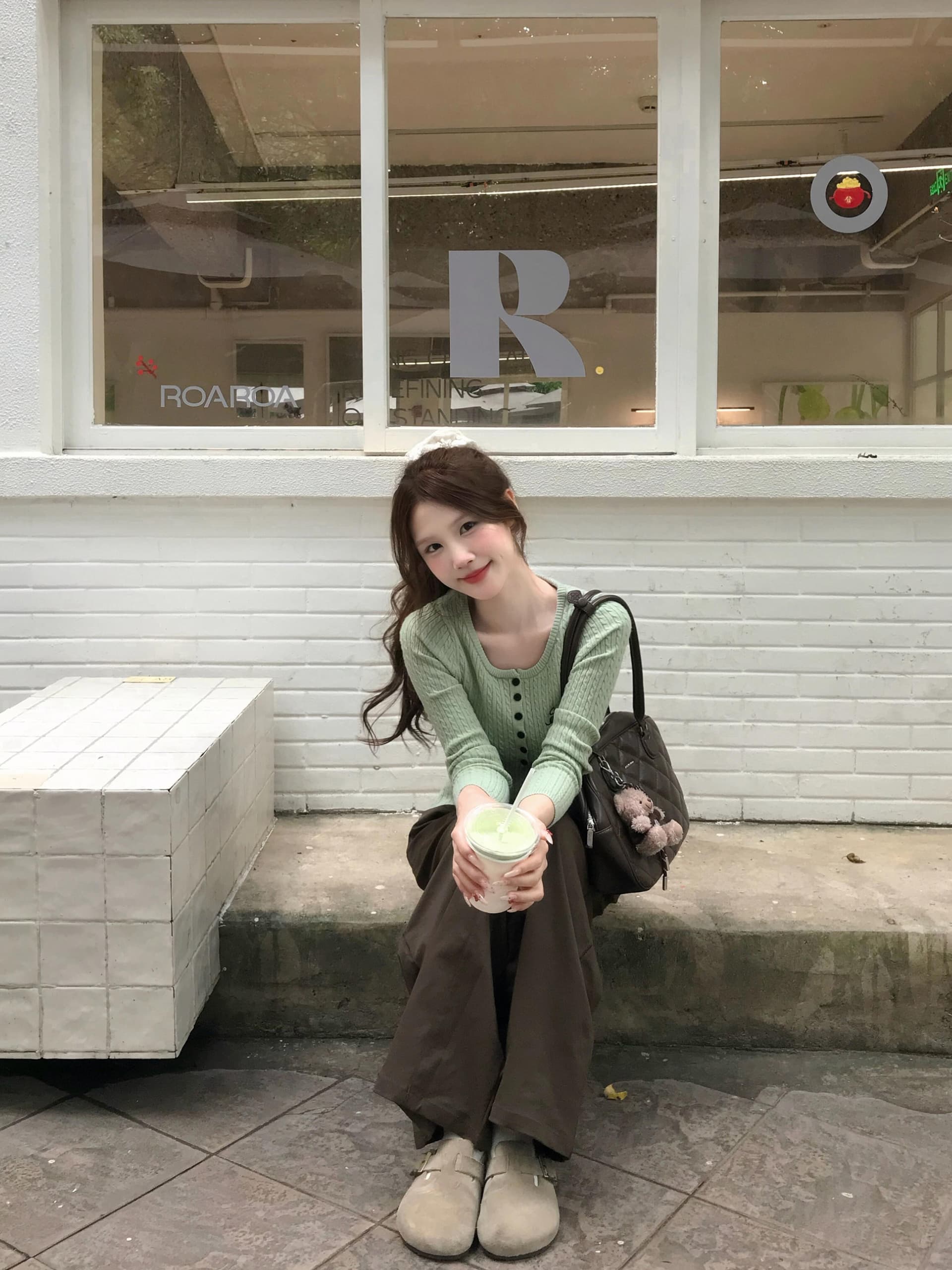 insliisa 레트로 헨리 칼라 긴팔 니트 스웨터 여성 한 부서 이른 봄 새로운 고급 센스 한 부서 짧은 맨위 상세 이미지 3