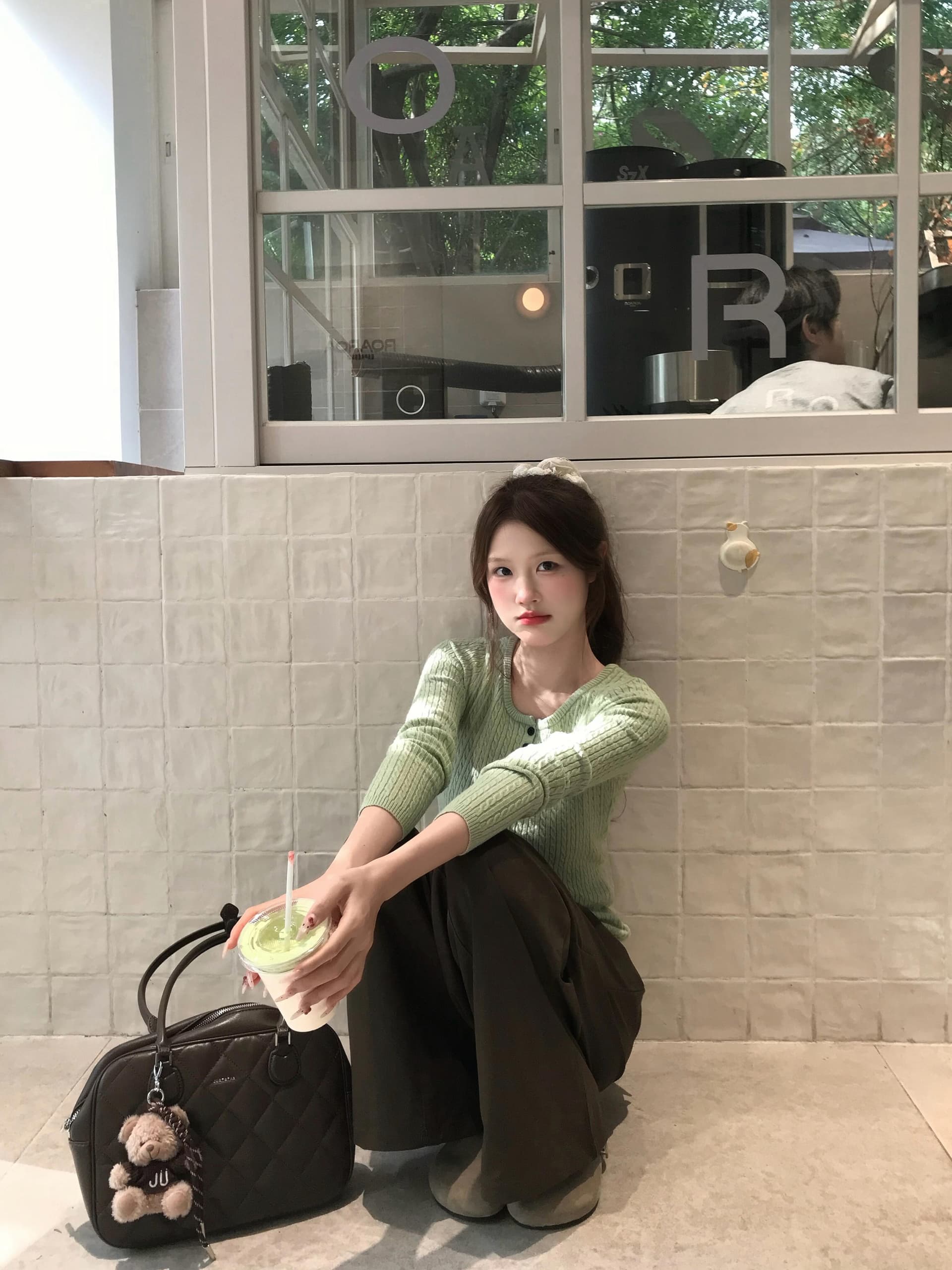 insliisa 레트로 헨리 칼라 긴팔 니트 스웨터 여성 한 부서 이른 봄 새로운 고급 센스 한 부서 짧은 맨위 상세 이미지 5