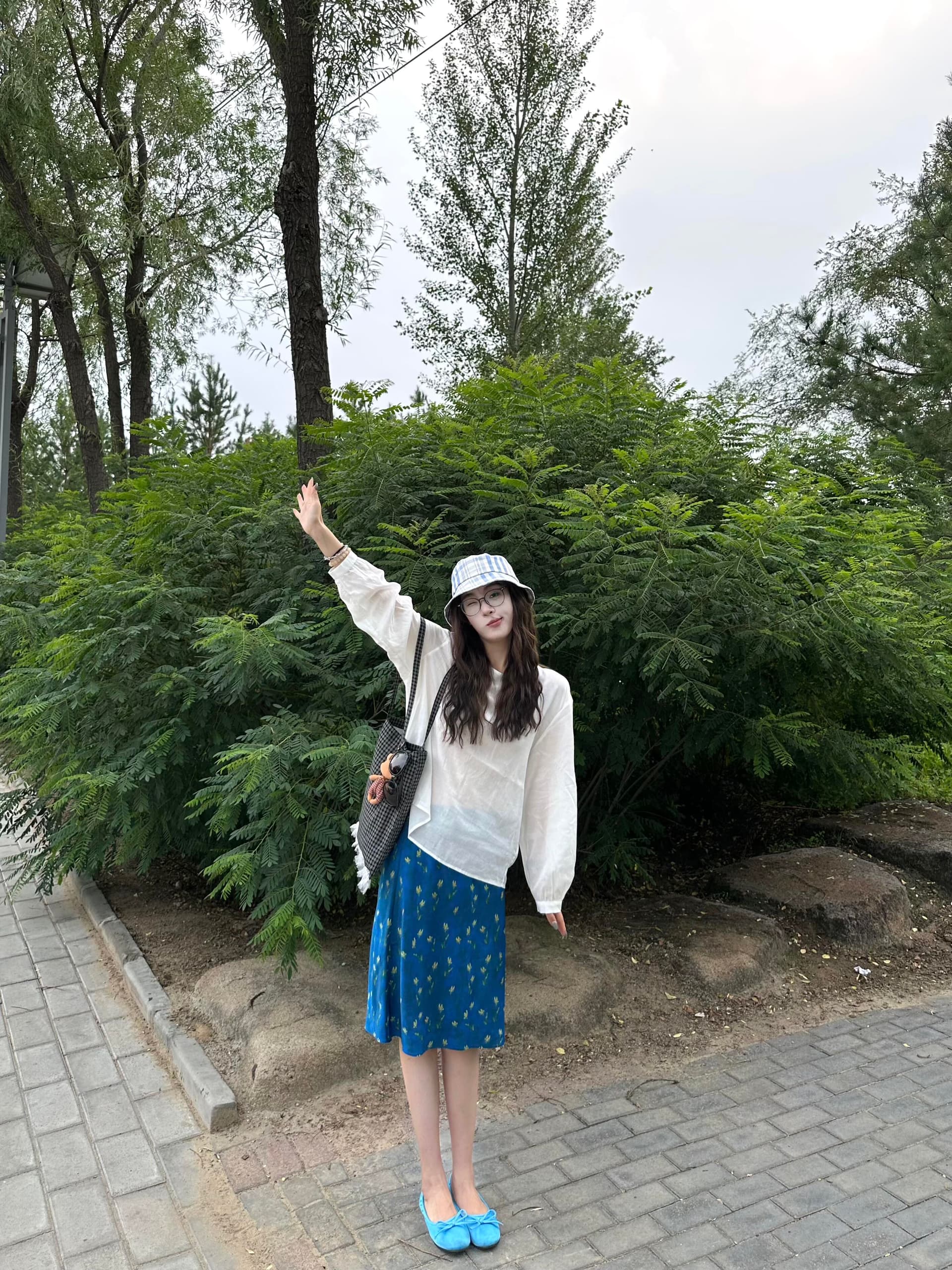 자이언트 잘 생긴 ~ 중 착용 가져 가라. 전체 집합 패션 느긋한 바람 품격 셔츠 하이웨이스트 반신 스커트 한 부서 Chic 투피스 세트 상세 이미지 3