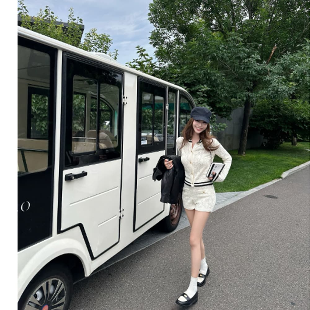lilylikes 파리 우는 소리 천 골드 맞춤 서클 실 독일 가져 오기 기계직 샤오시엔 맨위 반바지 세트 상세 이미지 4