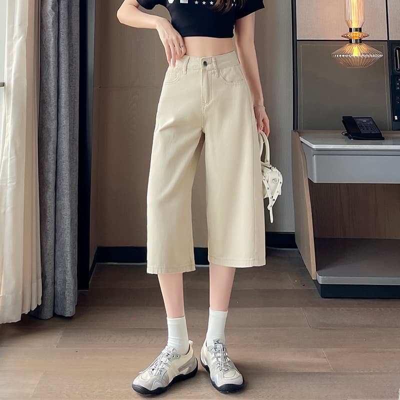 아메리칸 레트로 7 점 워크웨어 청바지 여성 여름 2026 새로운 작은 키 다용도 루즈핏 슬림해 보이는 와이드 레그 팬츠 이미지 3