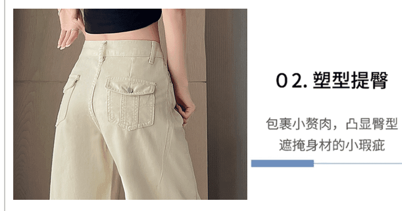 아메리칸 레트로 7 점 워크웨어 청바지 여성 여름 2026 새로운 작은 키 다용도 루즈핏 슬림해 보이는 와이드 레그 팬츠 상세 이미지 10