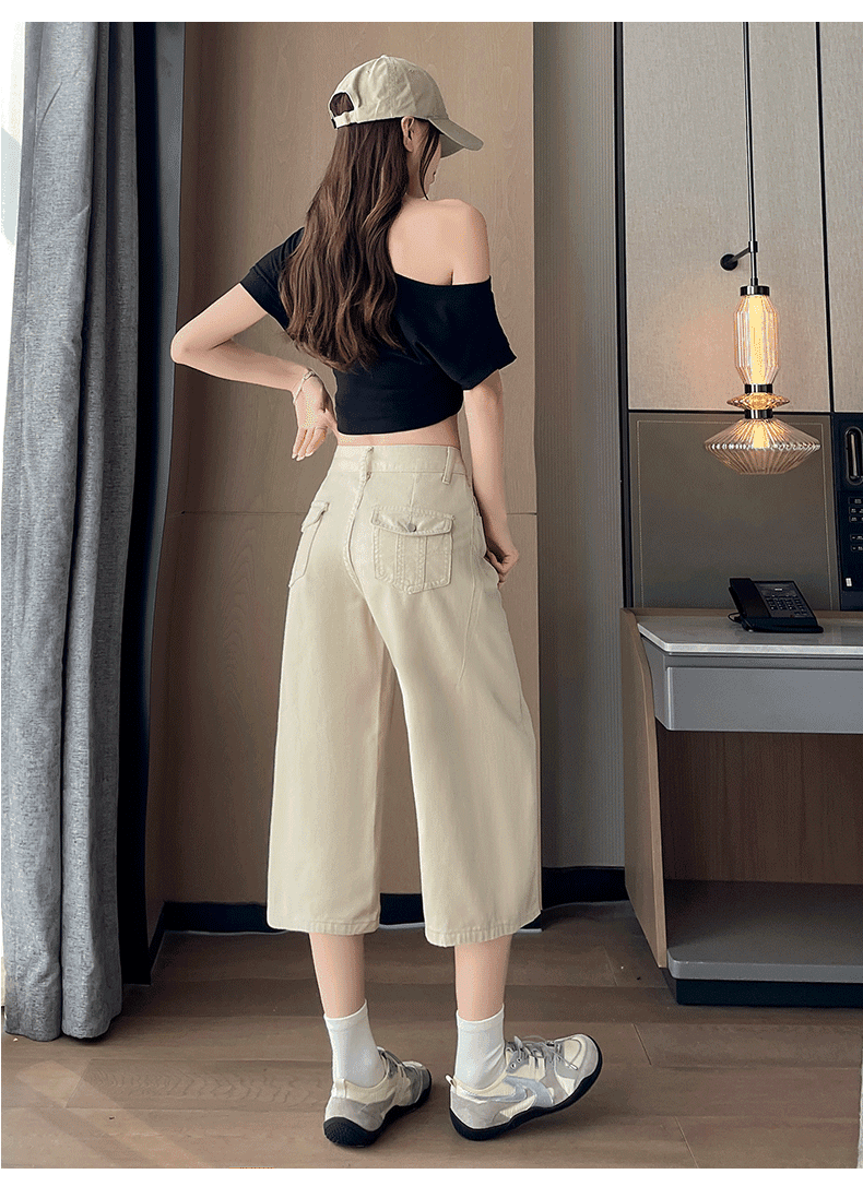 아메리칸 레트로 7 점 워크웨어 청바지 여성 여름 2026 새로운 작은 키 다용도 루즈핏 슬림해 보이는 와이드 레그 팬츠 상세 이미지 22