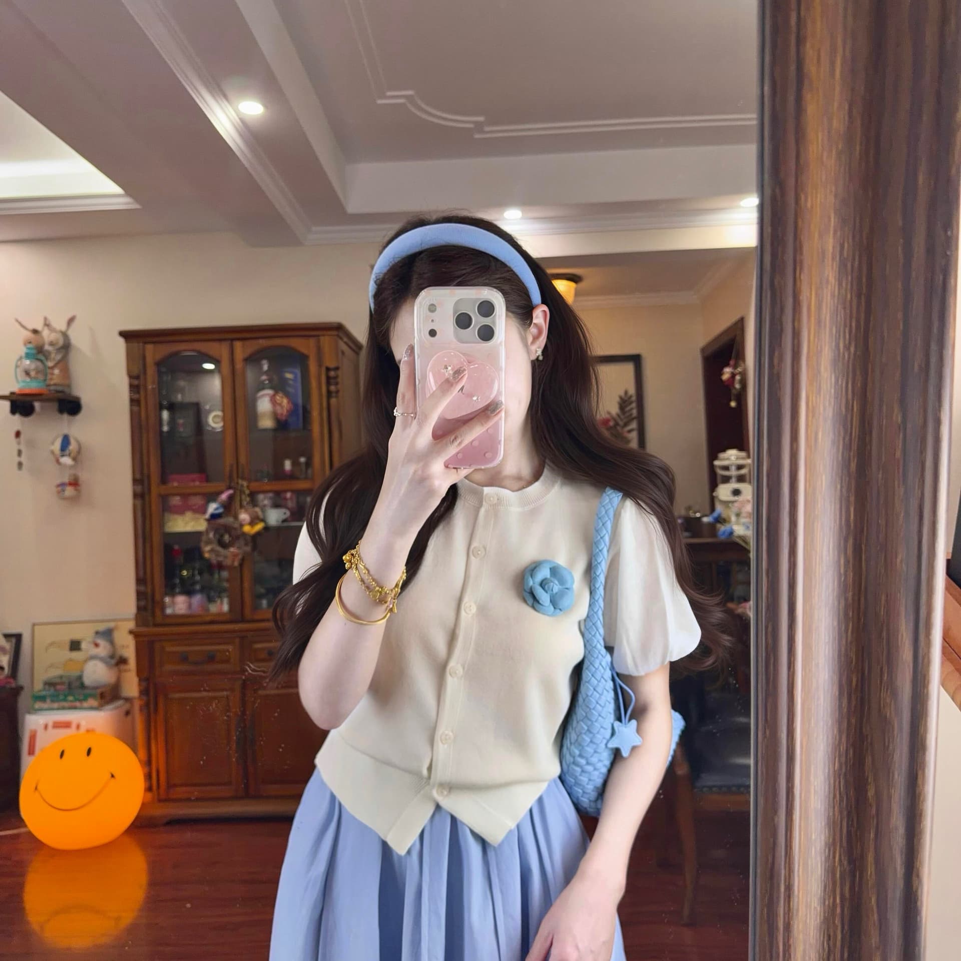 2026 슈퍼 화재 여름 드레스 연령 감소 ootd 착용 가져 가라. 전체 집합 검정색 3 차원 꽃 오픈 가디건 반신 스커트 투피스 슈트 이미지 5