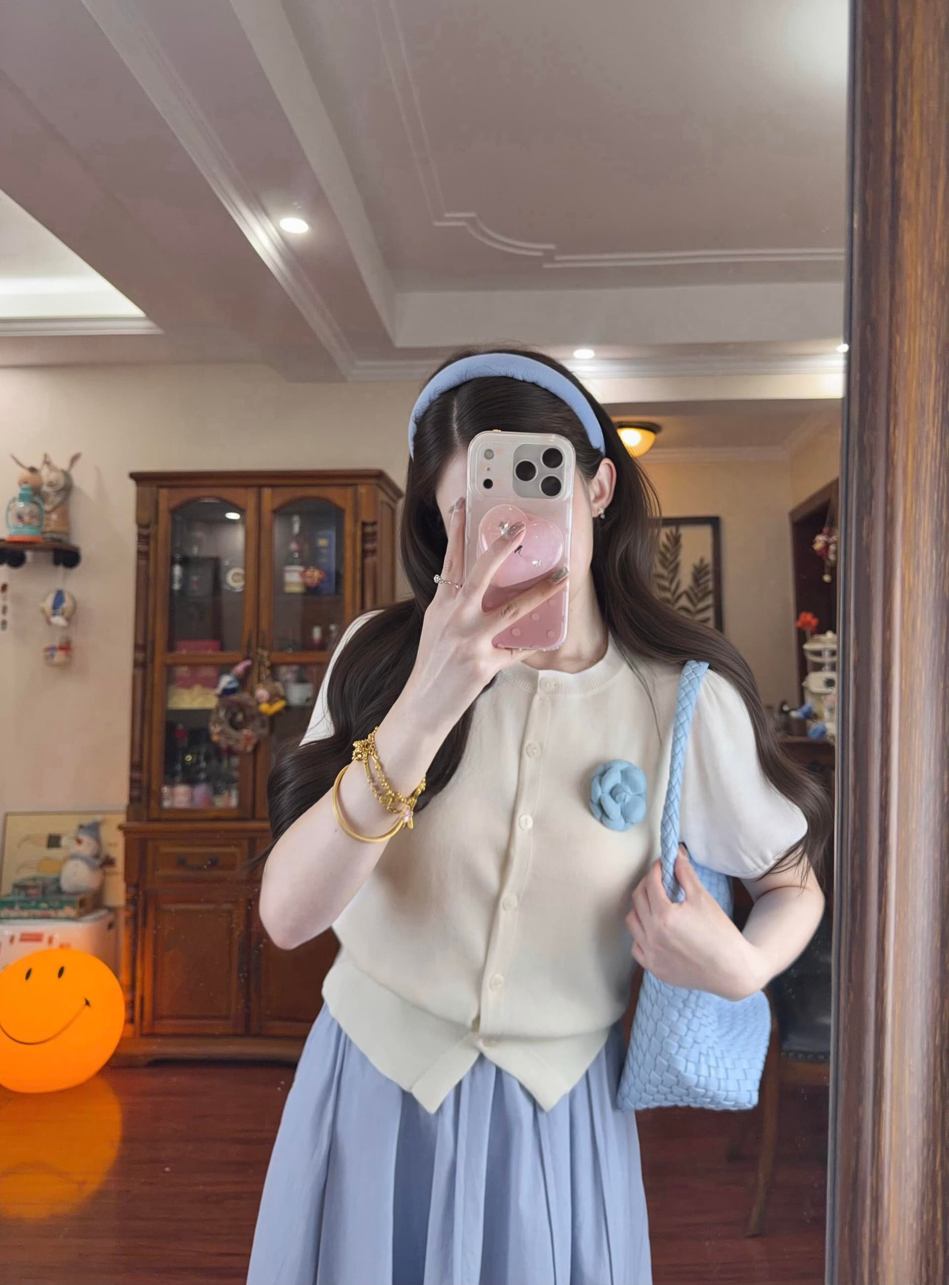 2026 슈퍼 화재 여름 드레스 연령 감소 ootd 착용 가져 가라. 전체 집합 검정색 3 차원 꽃 오픈 가디건 반신 스커트 투피스 슈트 상세 이미지 3